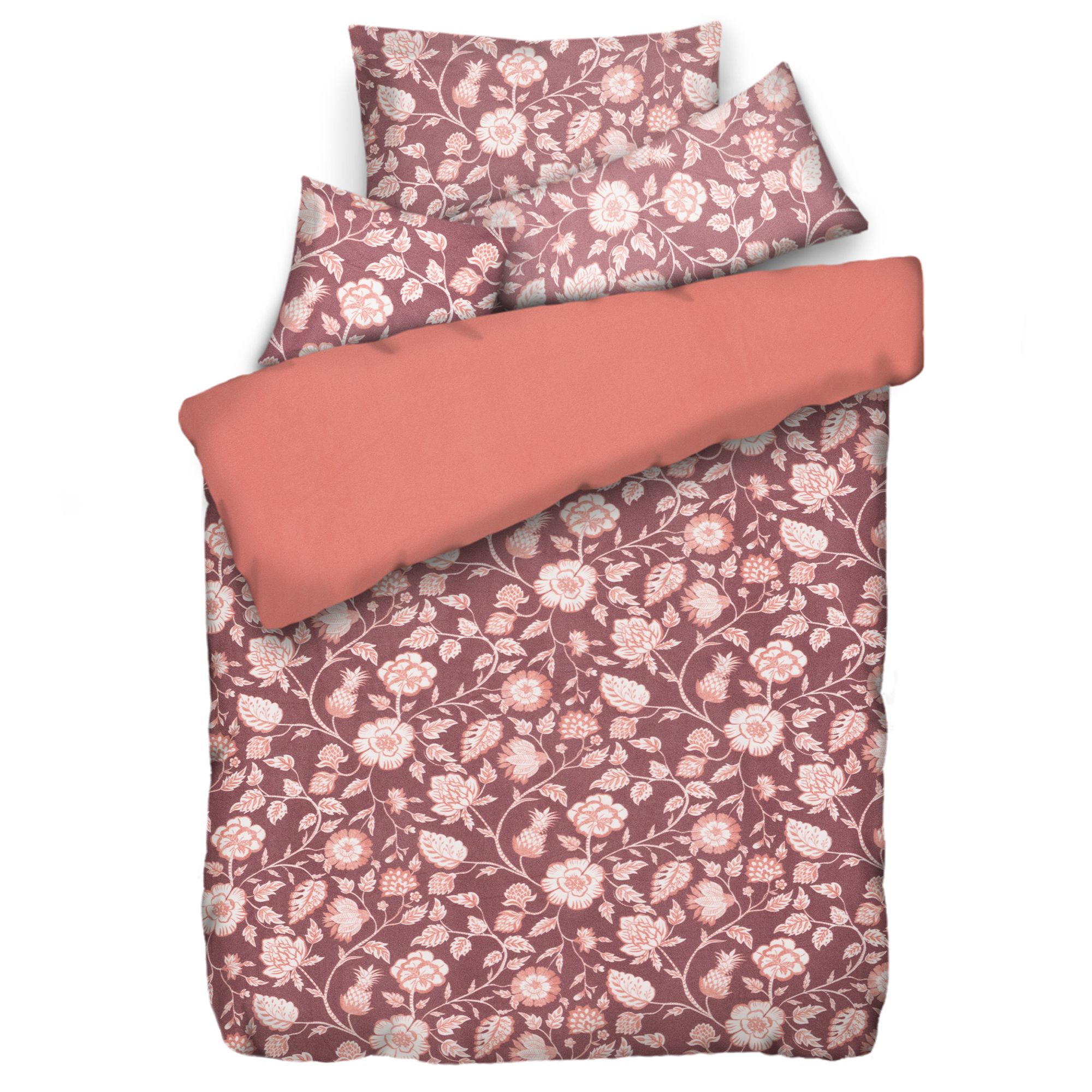WINTERENGEL Premium Wendebettwäsche Blumenranken Mikrofaser Flanell Einzelbett, 5tlg.