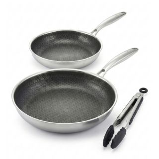 Hensslers 3tlg. Pfannen-Set aus Edelstahl Ø 20 & 28cm inkl. Grillzange