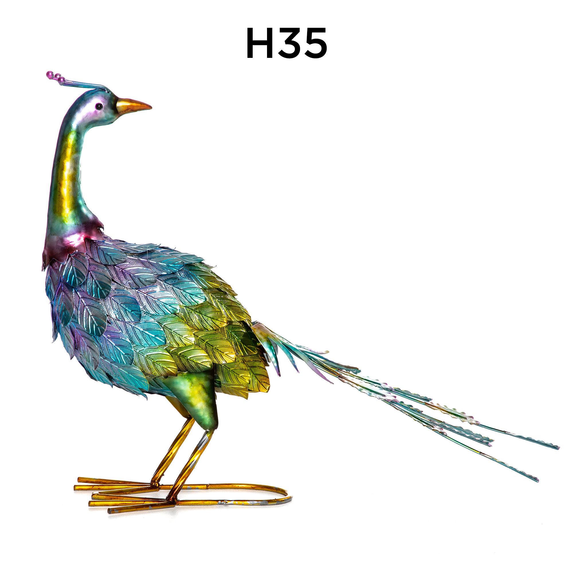 Gartenfigur Pfau – Metall, Handbemalt, 70 Cm & 80 Cm Hoch