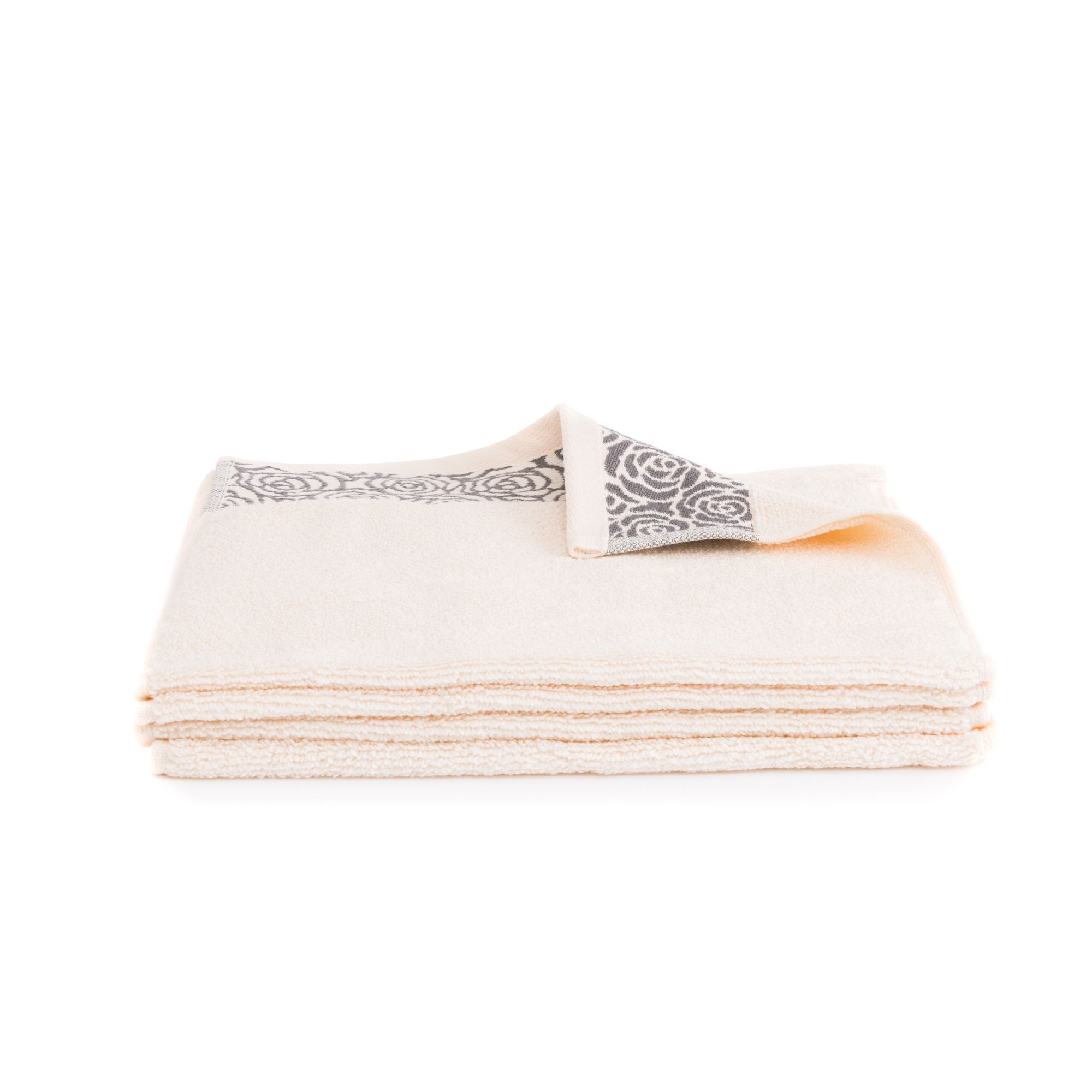 SEEDÜNE 4 Gästetücher Jacquard-Rosenbordüre 100% Baumwolle ca. 30x50cm