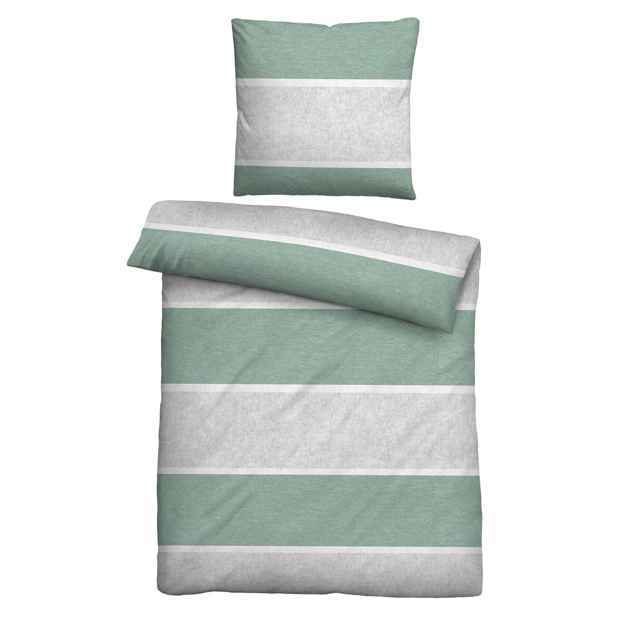 biberna® Bettwäsche Blockstreifen Melange-Flanell Einzelbett, 2tlg.