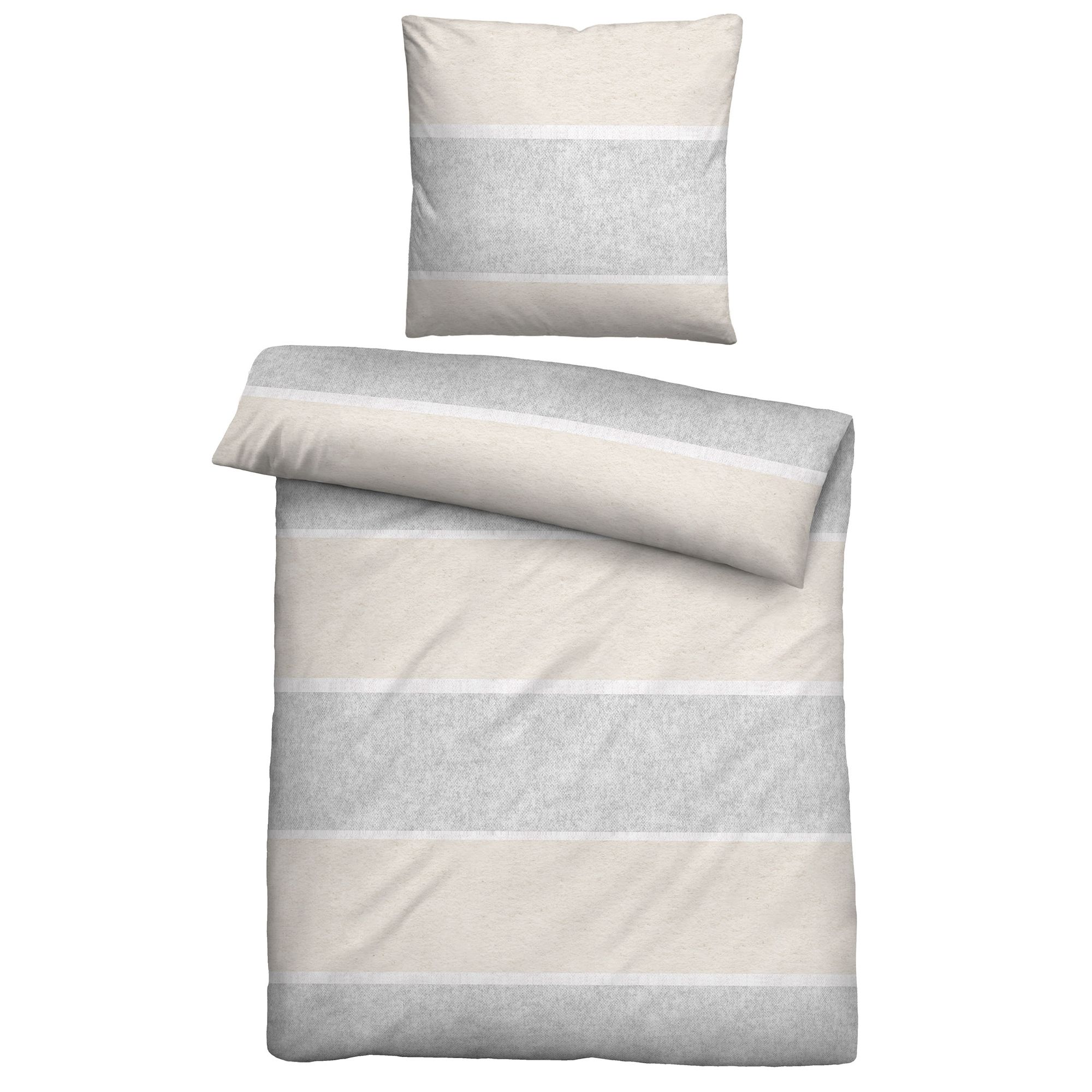 biberna® Bettwäsche Blockstreifen Melange-Flanell Einzelbett, 2tlg.