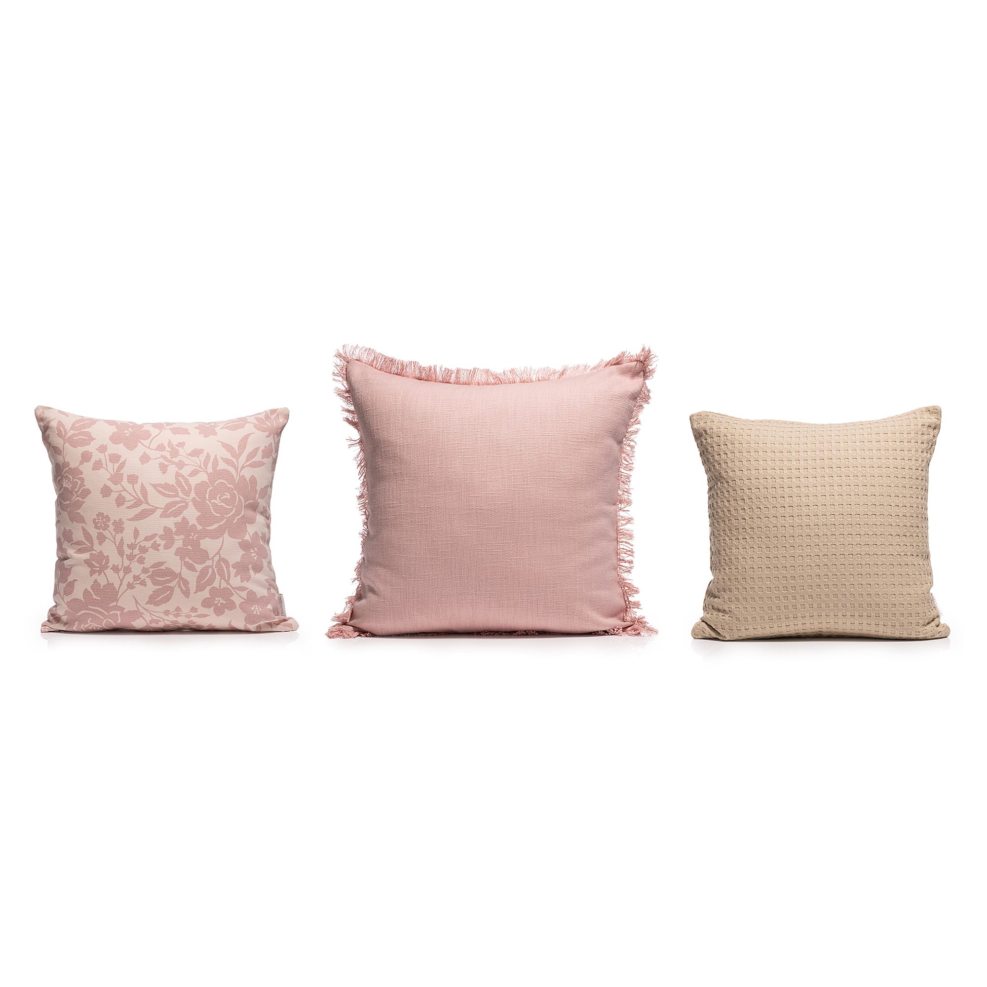 NACHTIGALL 3 Dekokissenhüllen versch. Strukturen 2x ca. 40x40cm & 1x ca. 50x50cm