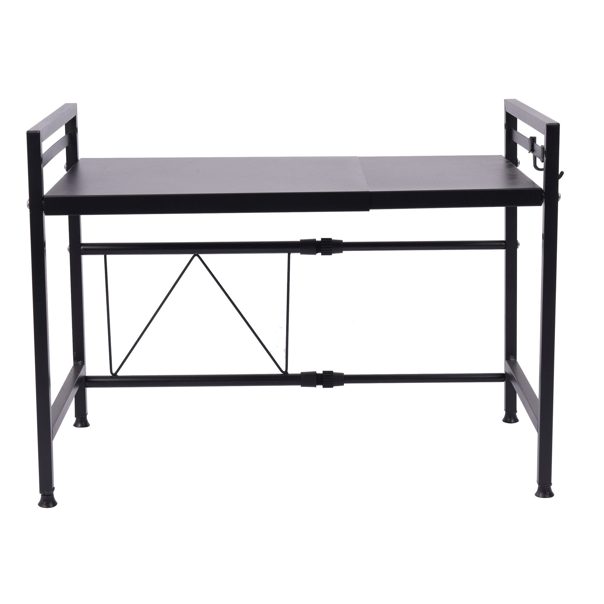 AQURAT Mikrowellen Regal ausziehbar bis 64cm max. 20kg belastbar inkl. 8 Haken