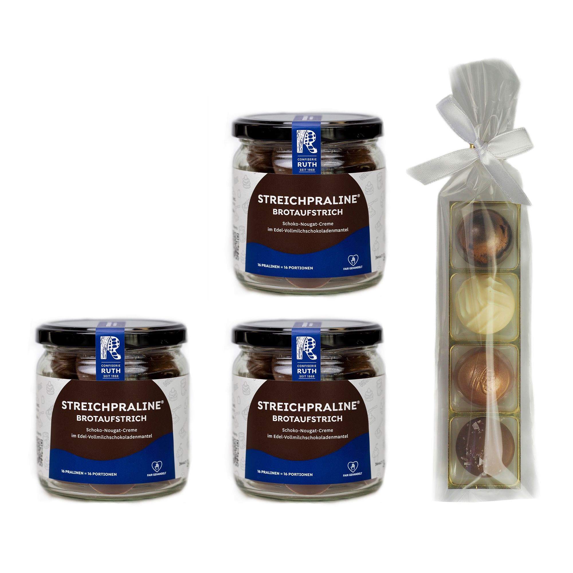 RUTH SCHOKOLADE Streichpralinen-Set inkl. Probierpaket edler Pralinen Inhalt 772g