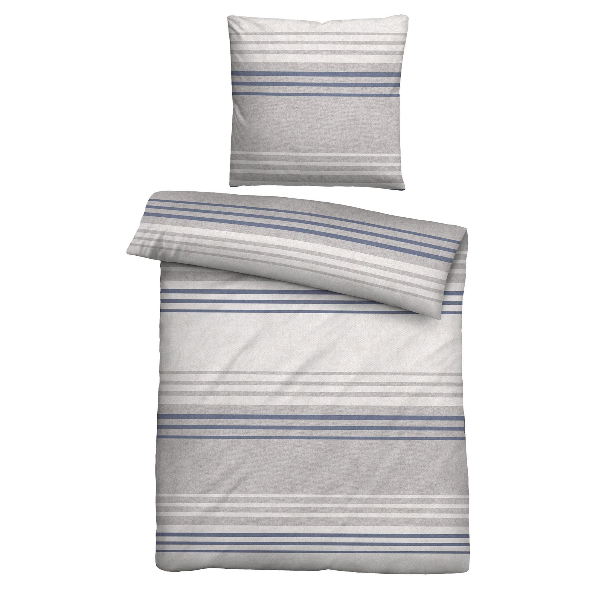biberna® Bettwäsche Querstreifen Melange-Flanell Einzelbett, 2tlg.