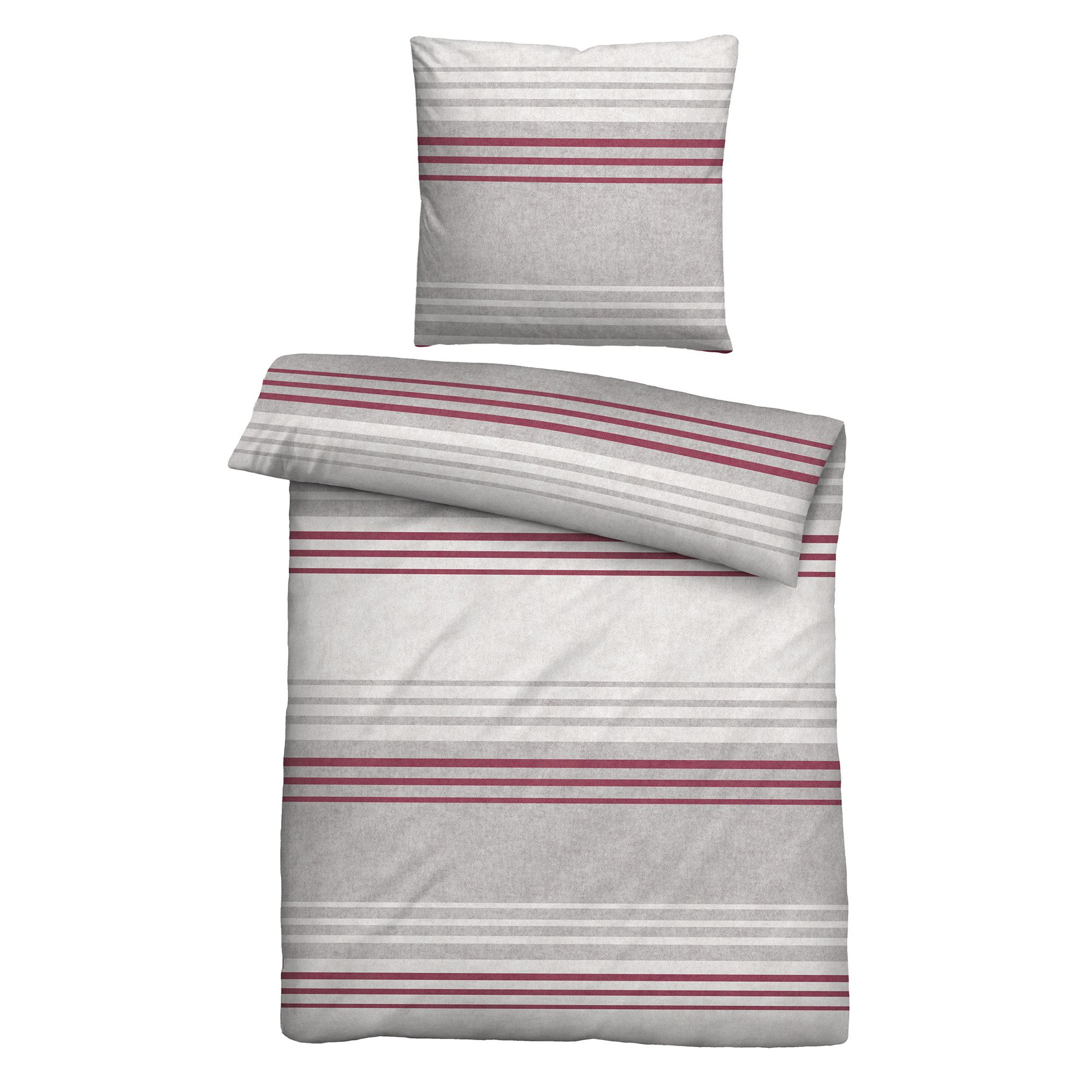 biberna® Bettwäsche Querstreifen Melange-Flanell Einzelbett, 2tlg.