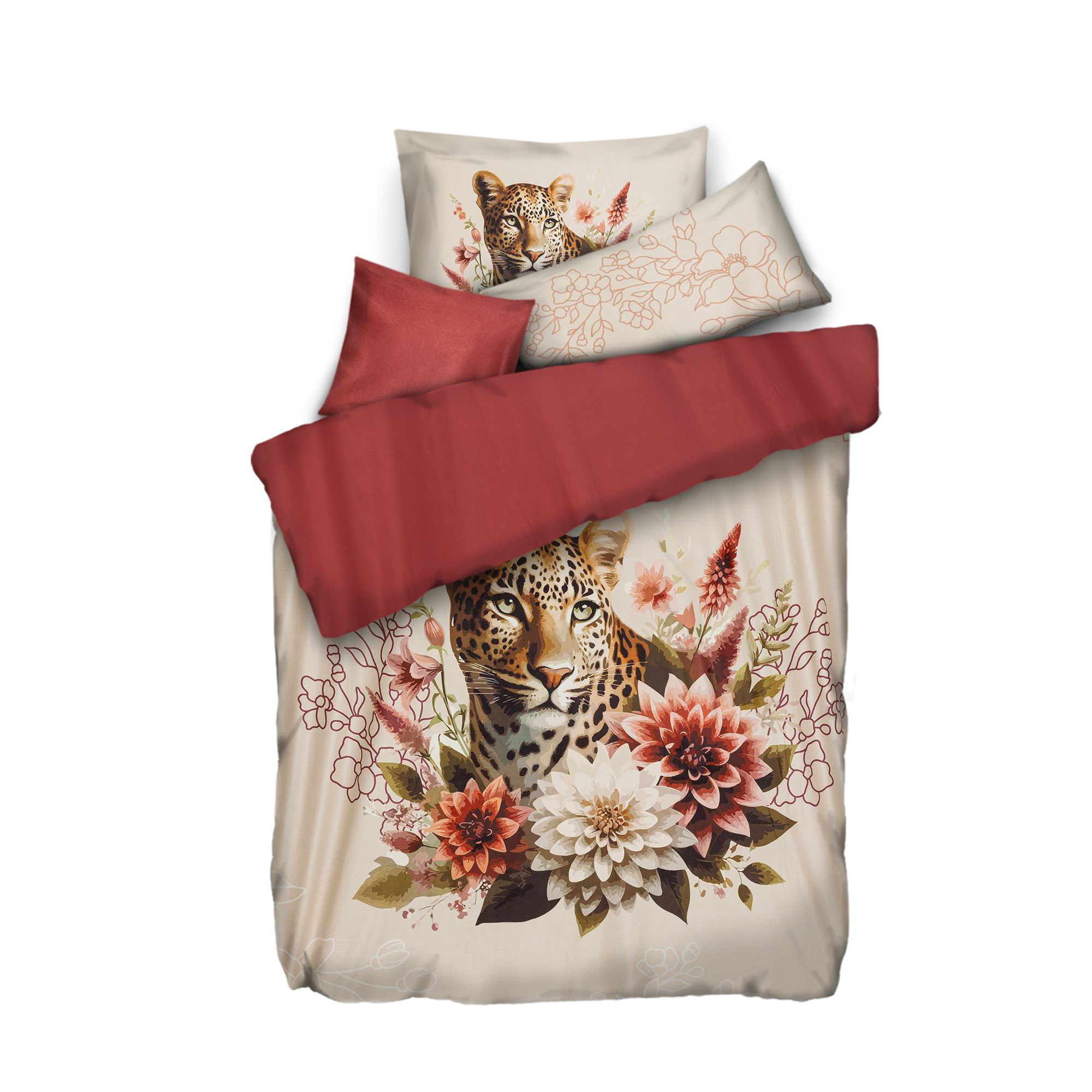 WINTERENGEL Wendebettwäsche Leopard Mikrofaser Flanell Einzelbett, 4tlg.