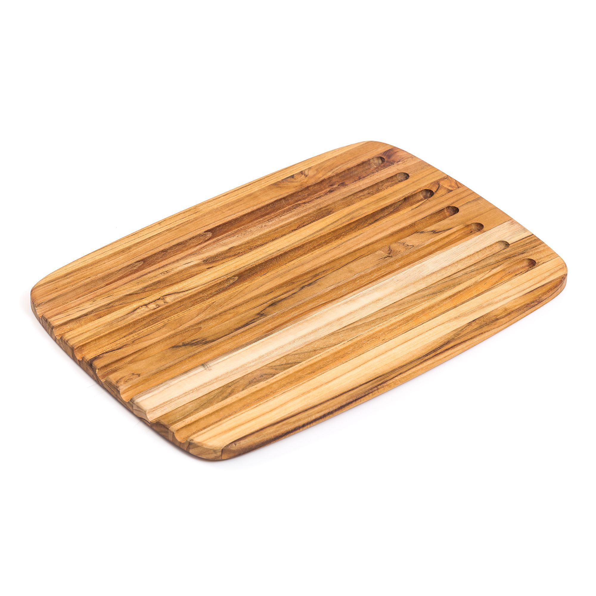 Teakhaus Brotbrett mit Rillen aus Teakholz