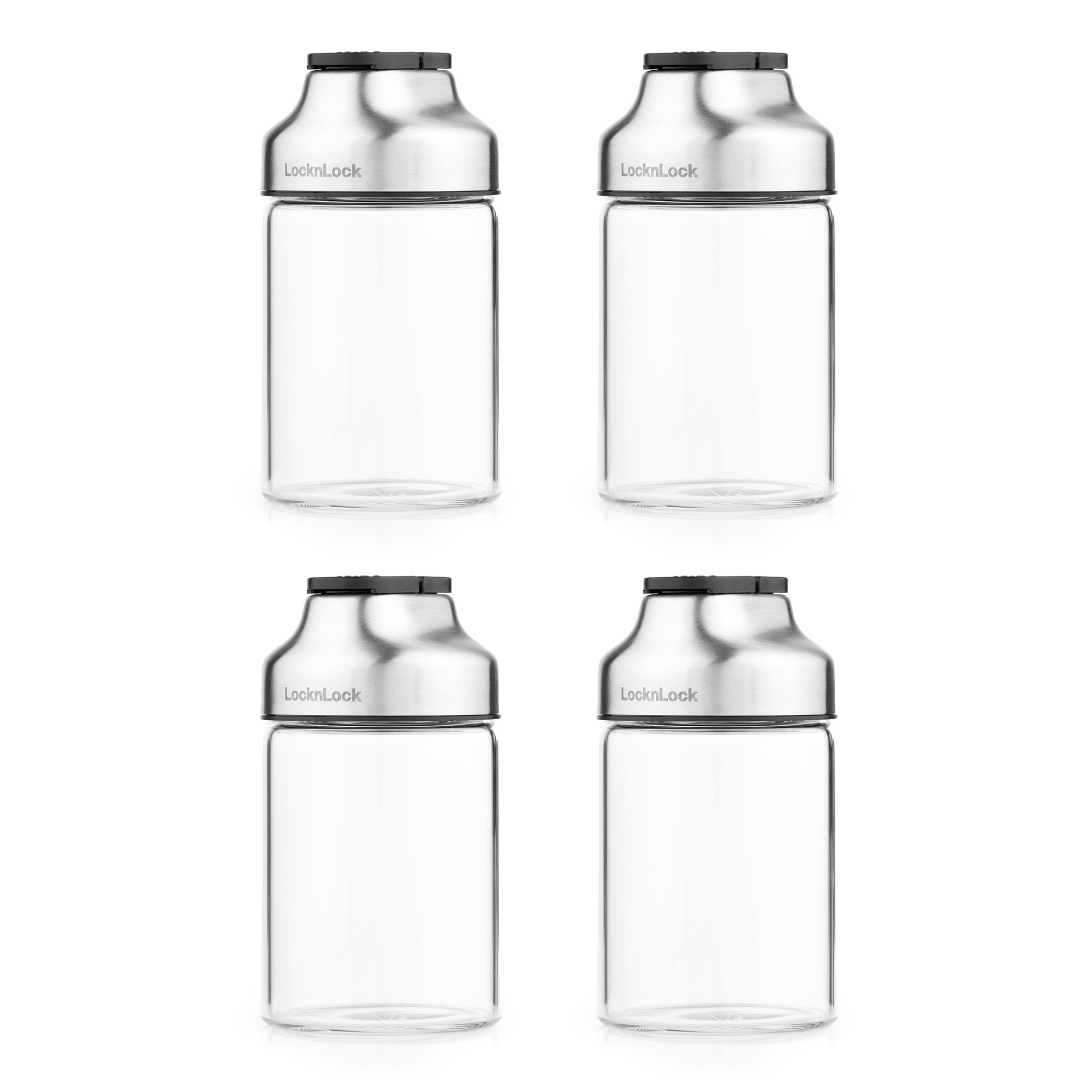 LocknLock 4 Gewürzstreuer aus Borosilikatglas mit Edelstahl-Deckel je 120ml Volumen