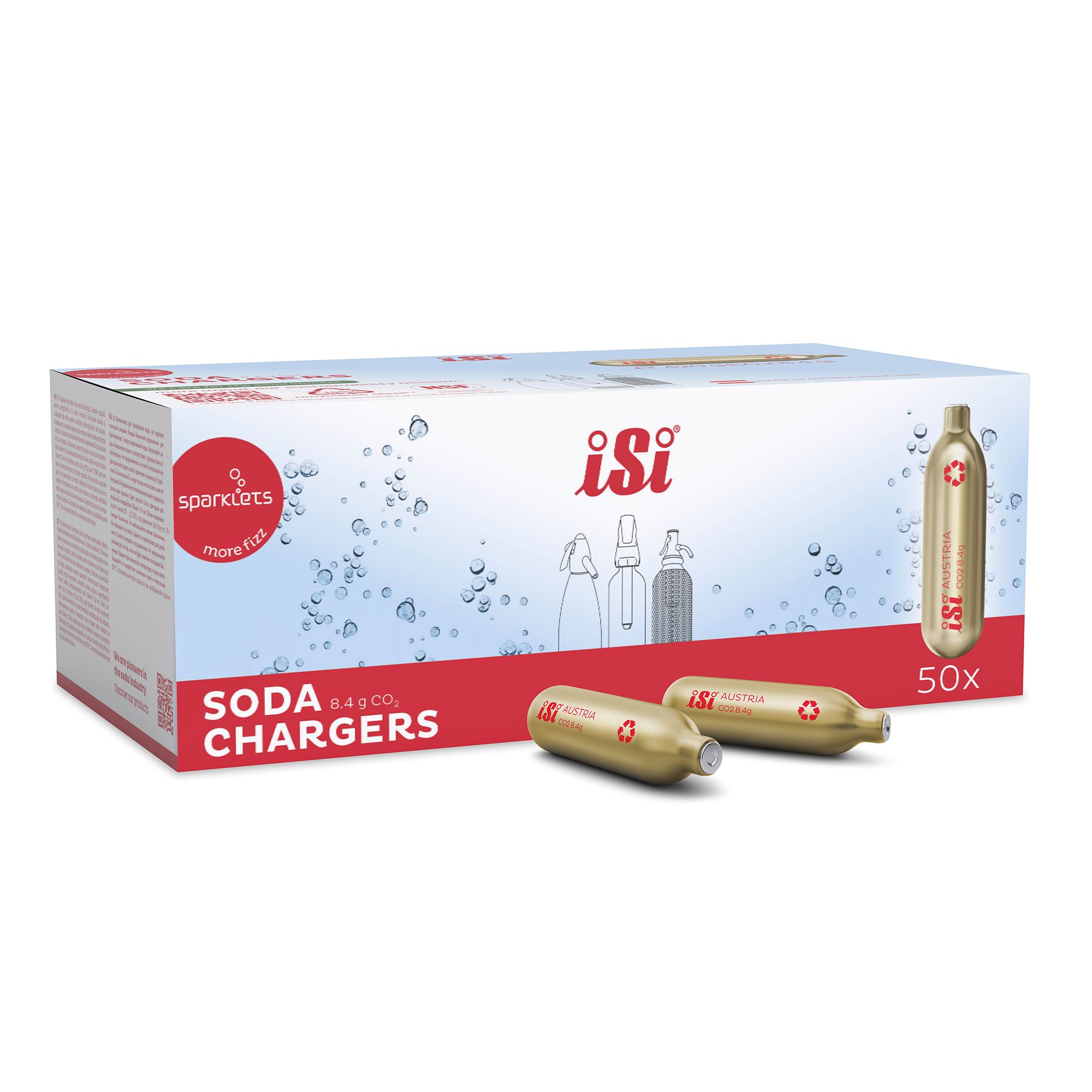  iSi® Twist'n Sparkle CO2 Sodakapseln für den Getränke- sprudler, 50 Stk.