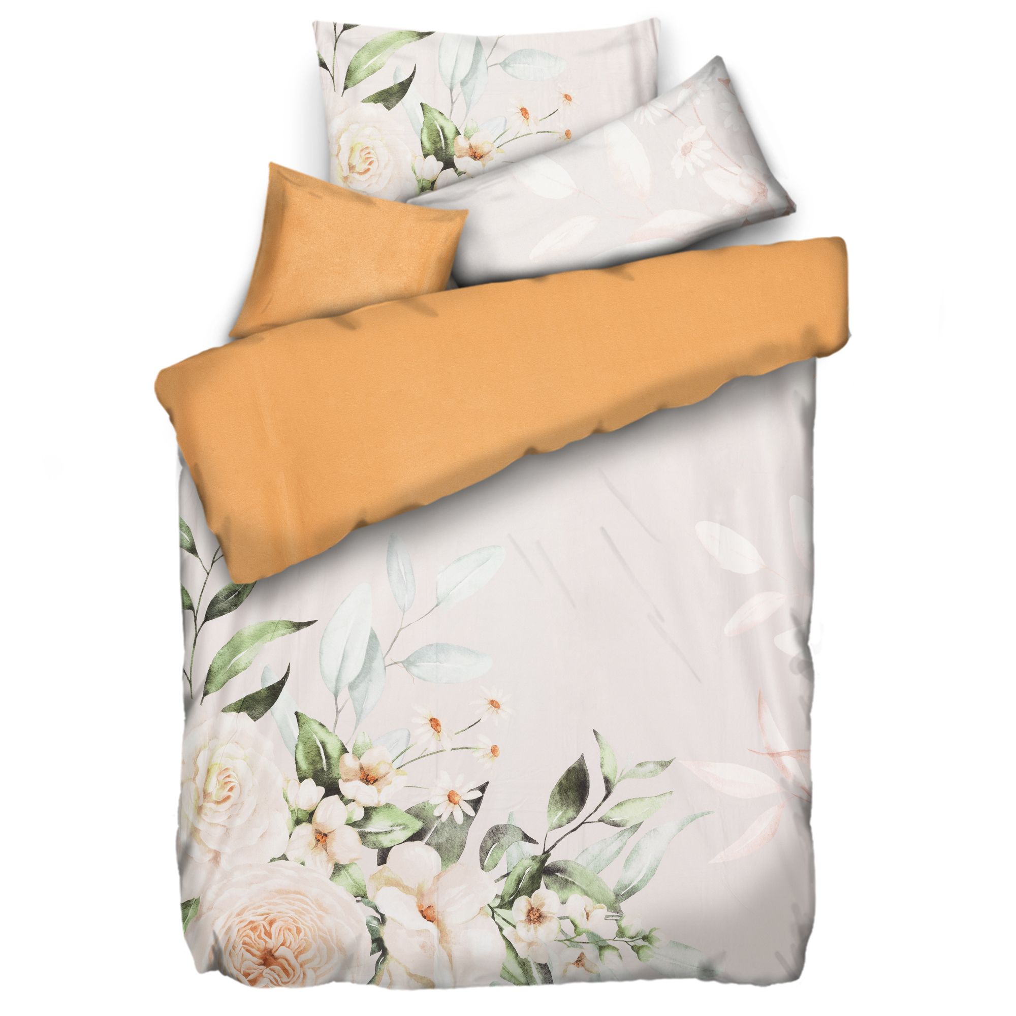 WINTERENGEL Wendebettwäsche Blumen/Glitzerpaspel Mikrofaser Flanell Einzelbett, 4tlg.