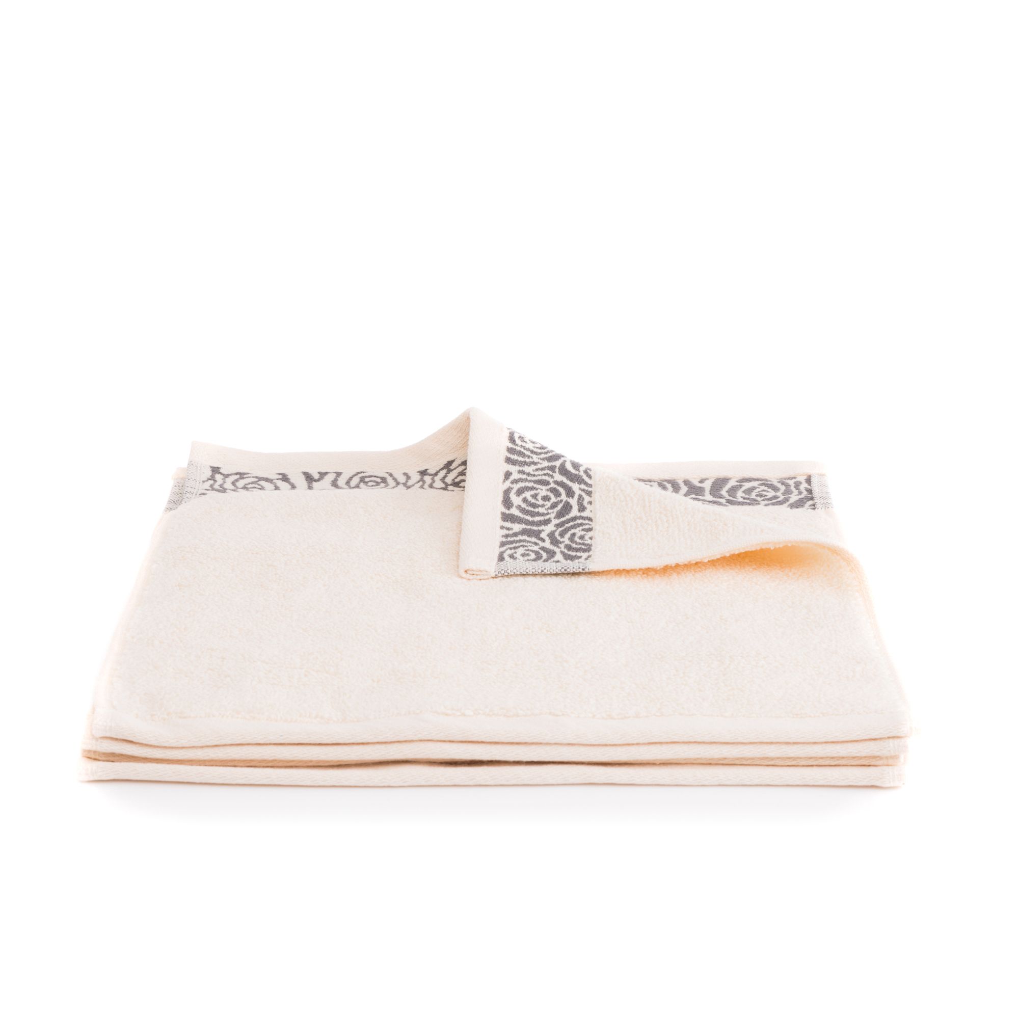 SEEDÜNE 4 Gesichtstücher Jacquard-Rosenbordüre 100% Baumwolle ca. 30x30cm