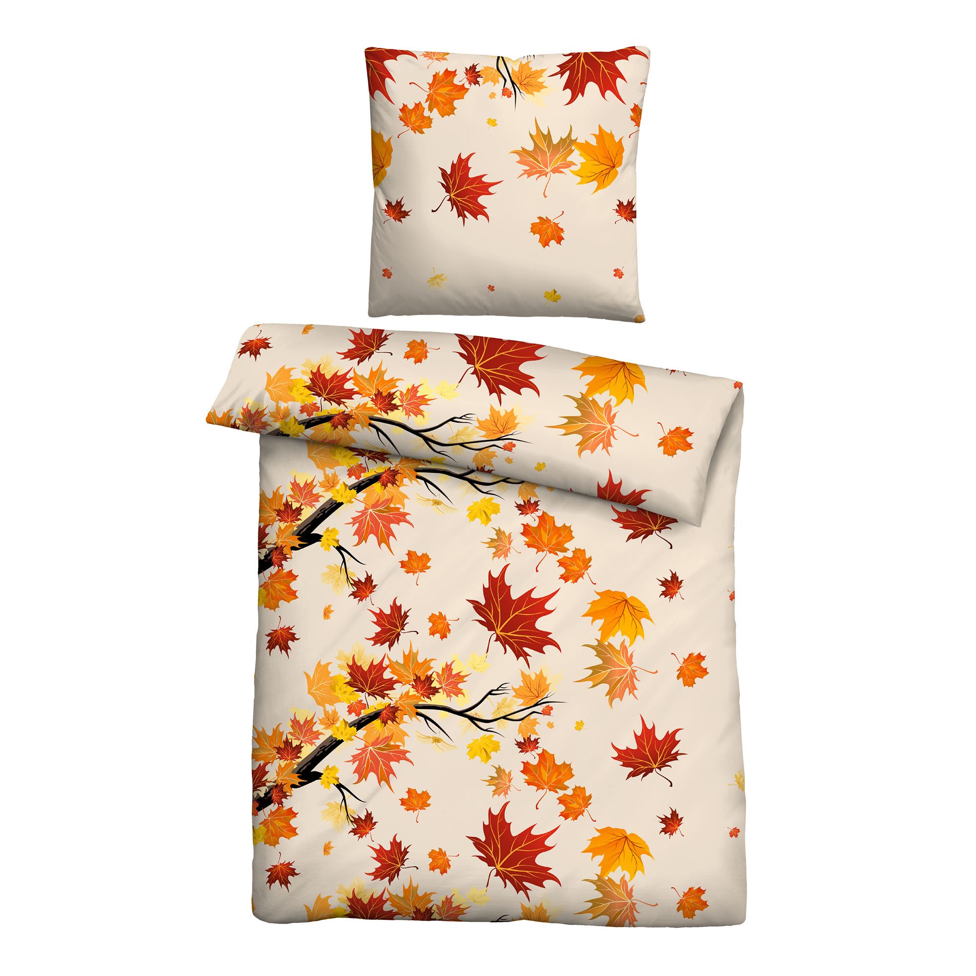 Castell® Bettwäsche Herbstblätter Polycotton Biber Einzelbett, 2tlg.