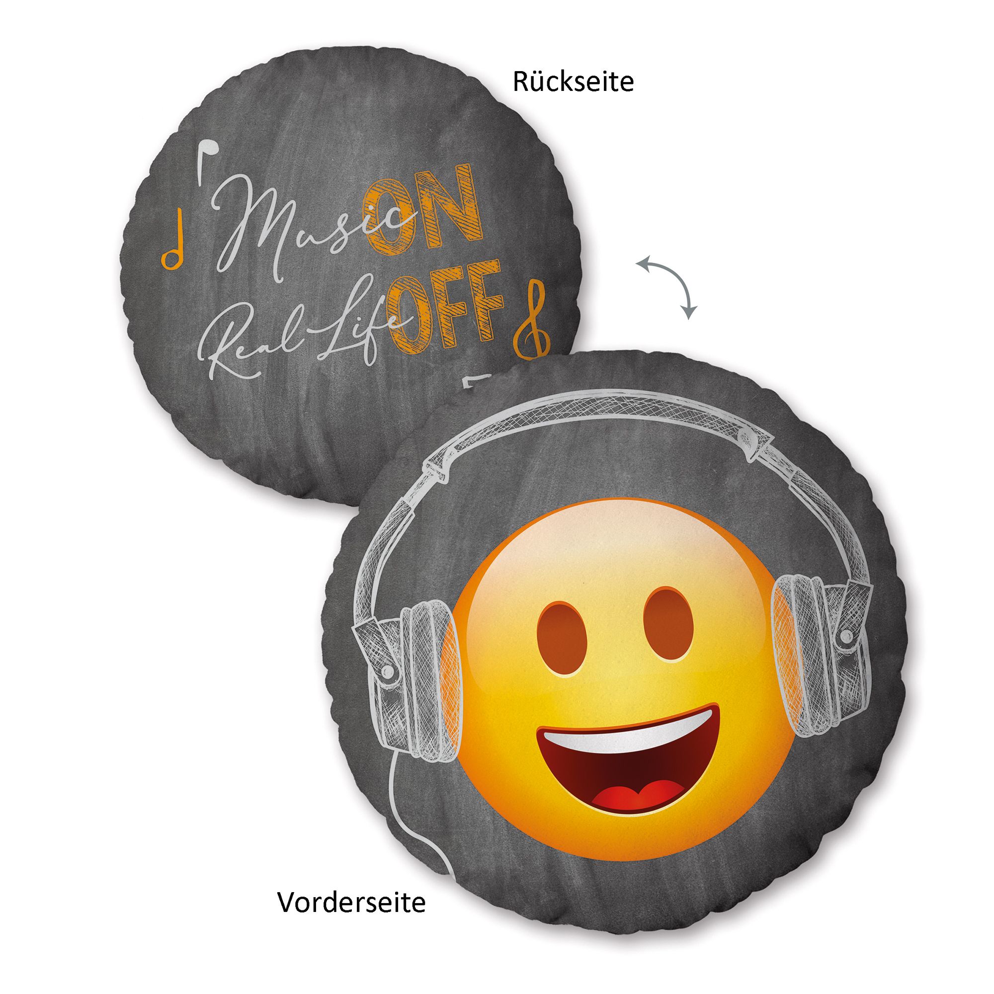 EMOT!X® Dekokissen Kopfhörer-EMOT!X® waschbar Ø ca. 40cm