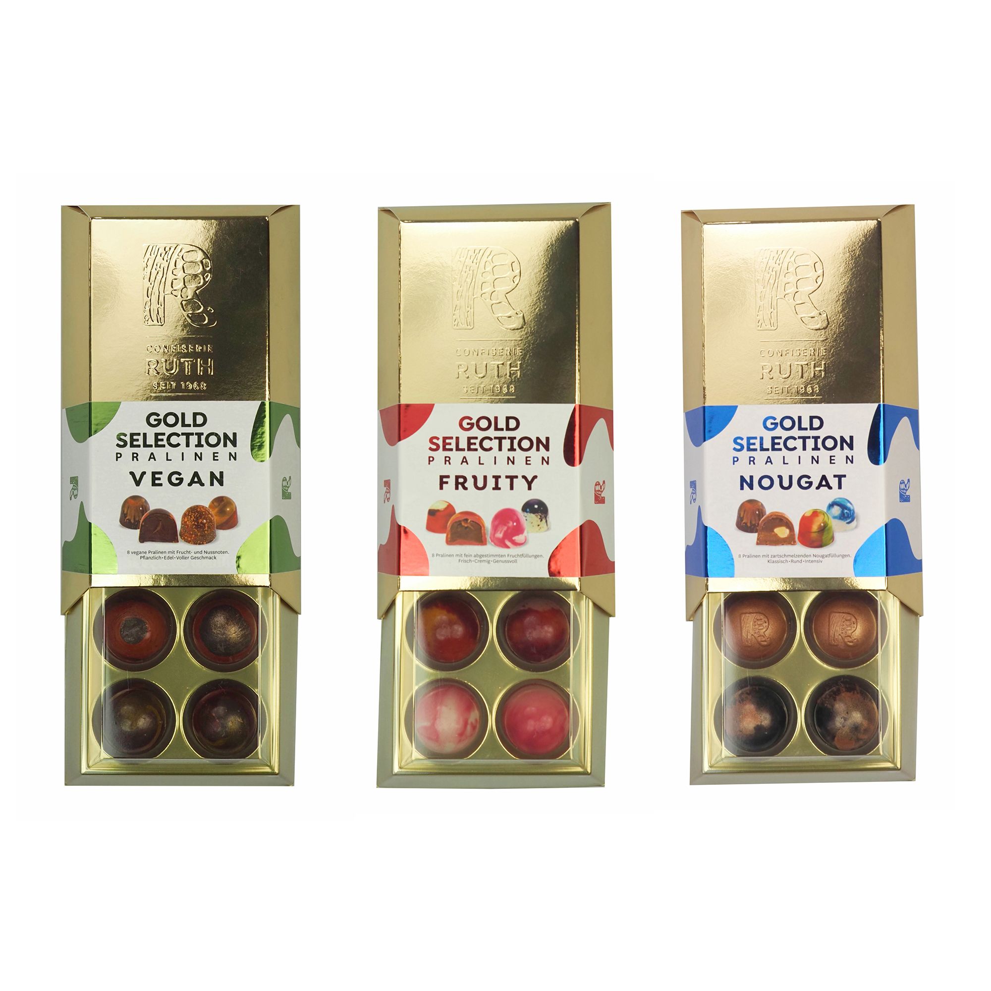 RUTH SCHOKOLADE Gold-Selection-Set Pralinen 3 versch. Sorten Inhalt 336g