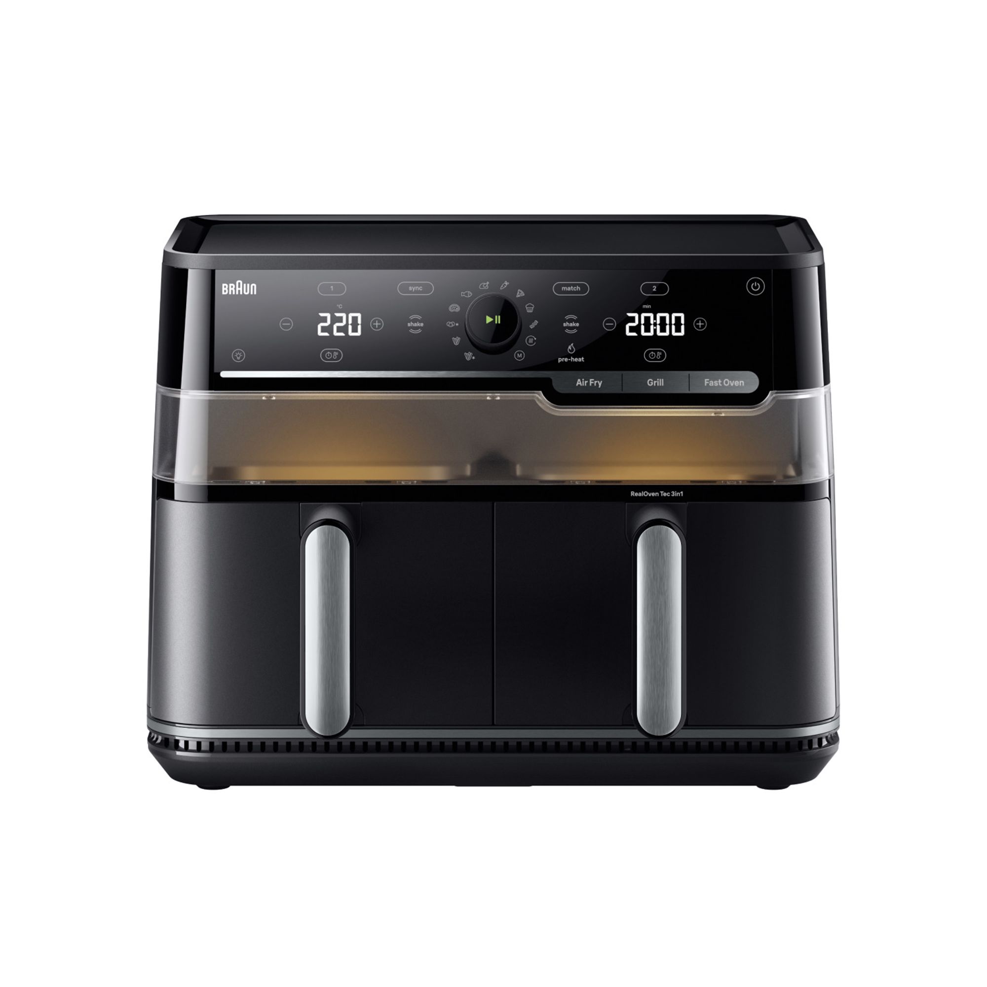 BRAUN TwinCook 5 Pro Heißluftfritteuse TD5073I BK, 10 Liter 20 Kochprogramme