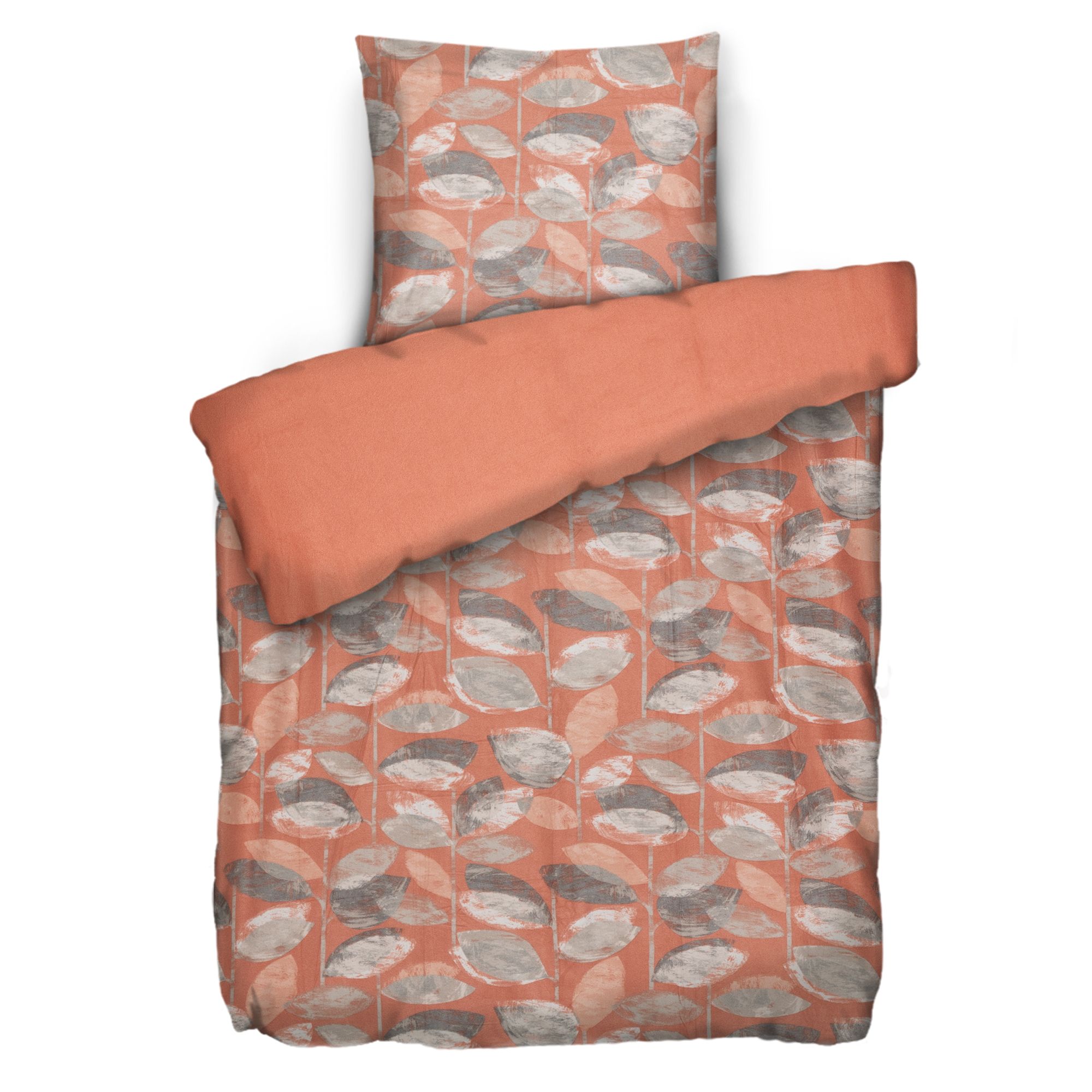 WINTERENGEL Wendebettwäsche abstrakte Blätter Mikrofaser Flanell Einzelbett, 2tlg.