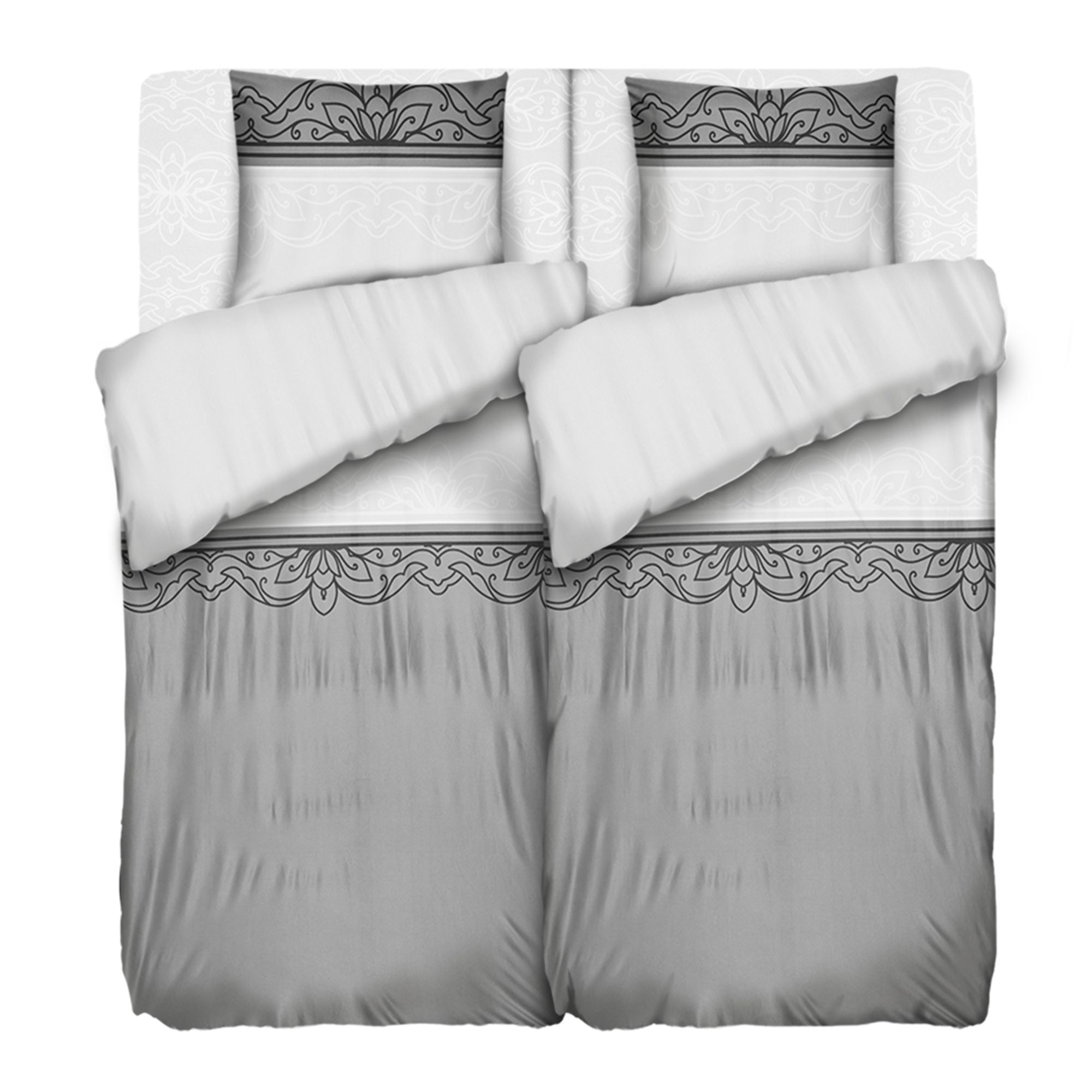 JERYMOOD Wendebettwäsche inkl.bedrucktem Laken Mikrofaser Jersey Doppelbett, 6tlg.