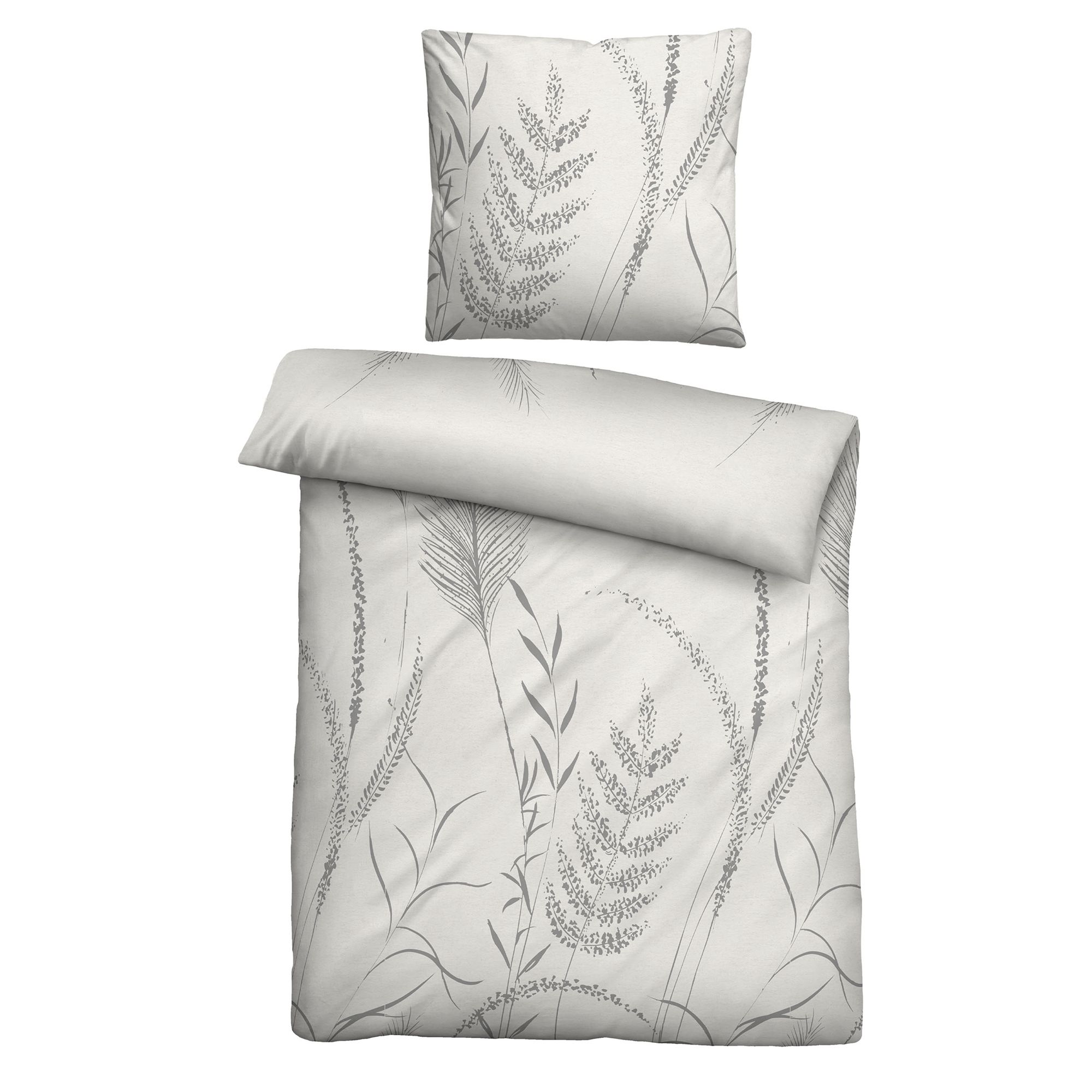 biberna® Wendebettwäsche Gräser Melange-Flanell Einzelbett, 2tlg.