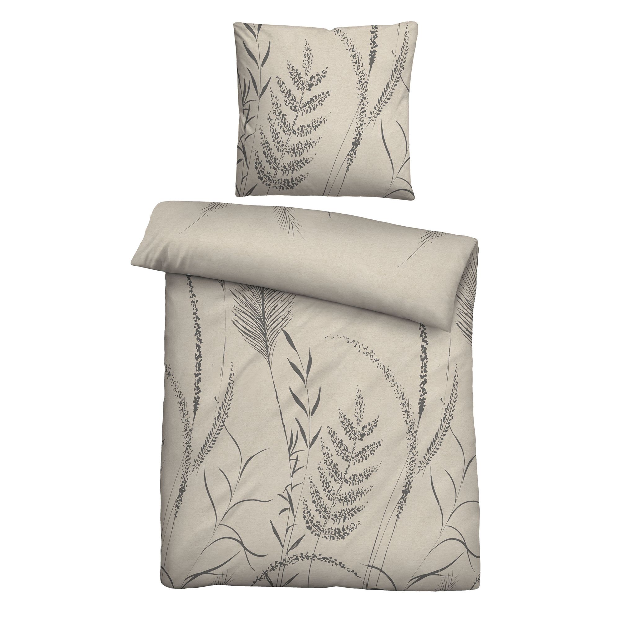 biberna® Wendebettwäsche Gräser Melange-Flanell Einzelbett, 2tlg.