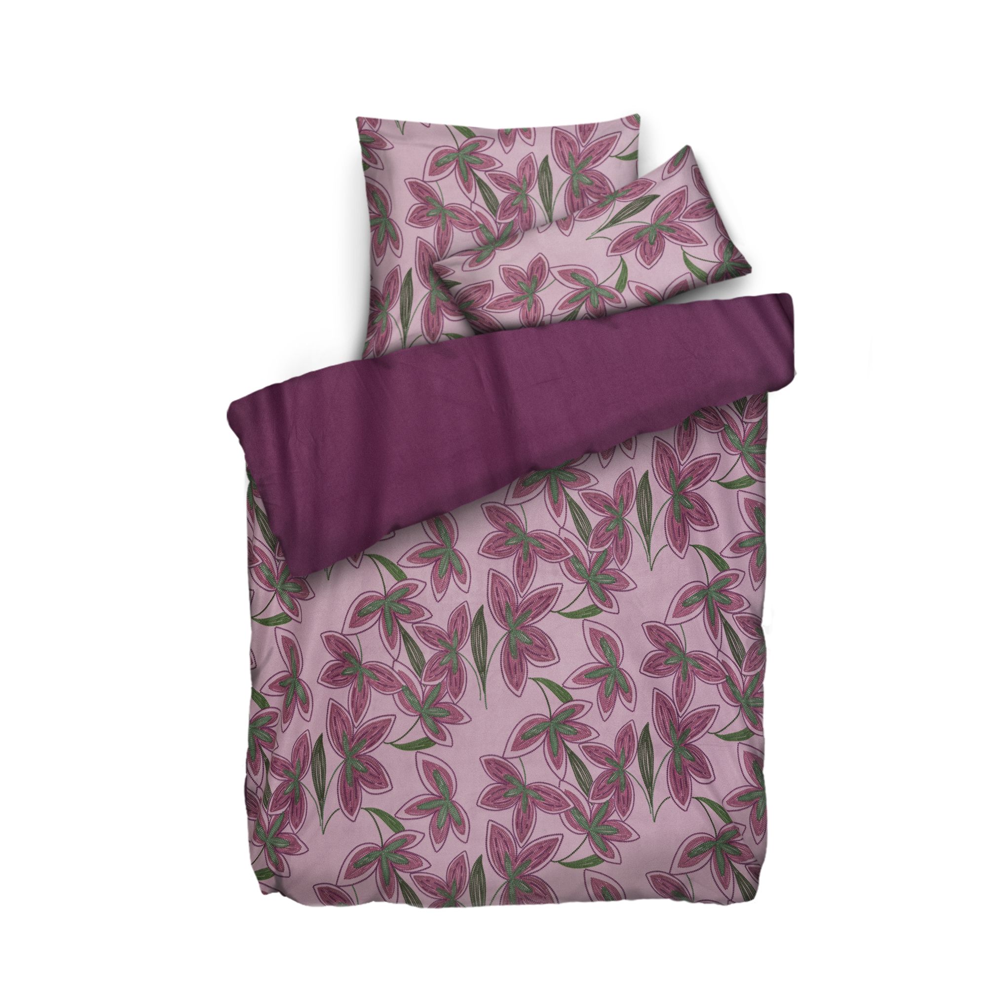 WINTERENGEL Wendebettwäsche gemalte Blumen Mikrofaser Flanell Einzelbett, 3tlg.