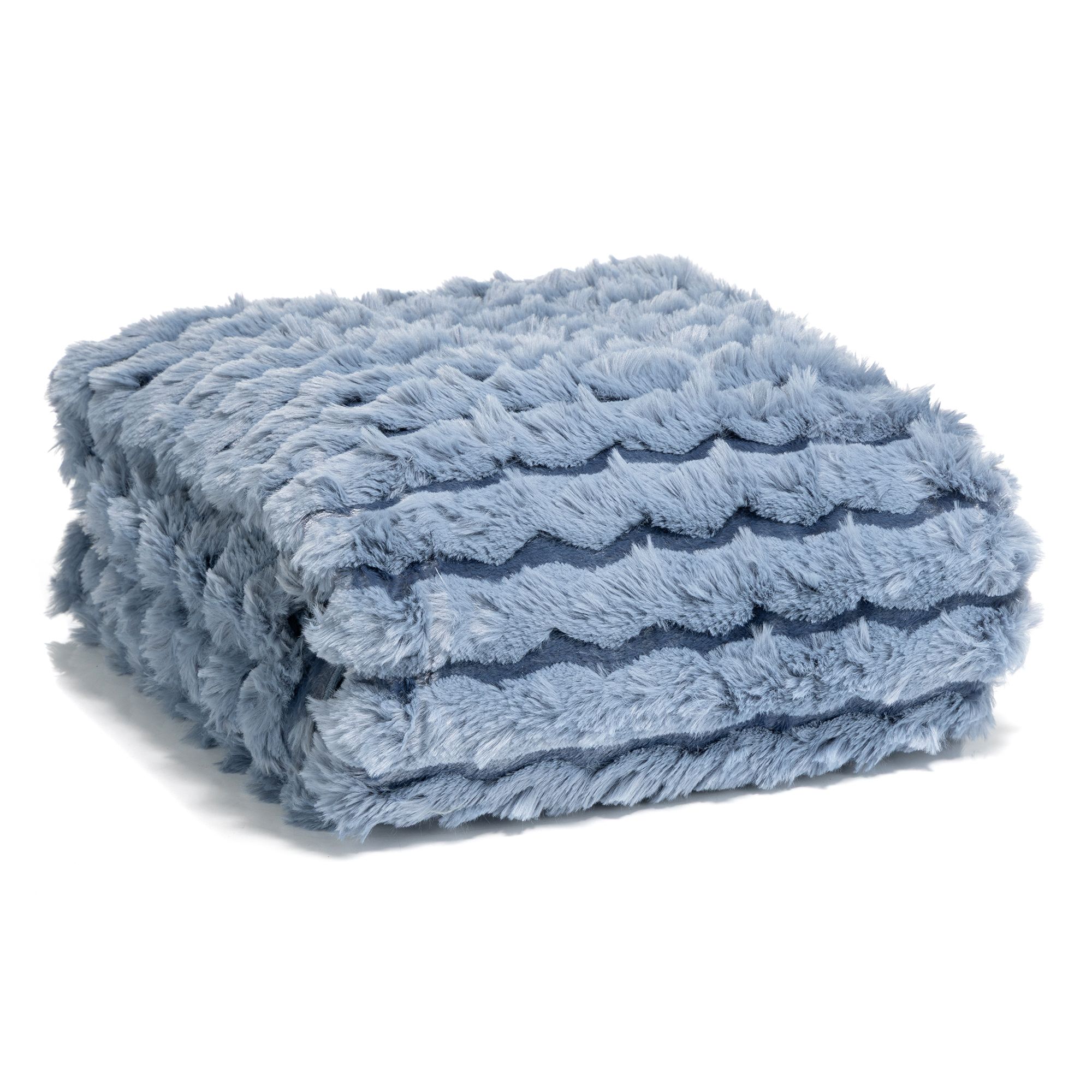 MONT CHALET leichtes Fellplaid Jacquard-Streifen Mikrofaser-Fellimitat waschbar, 150x200cm