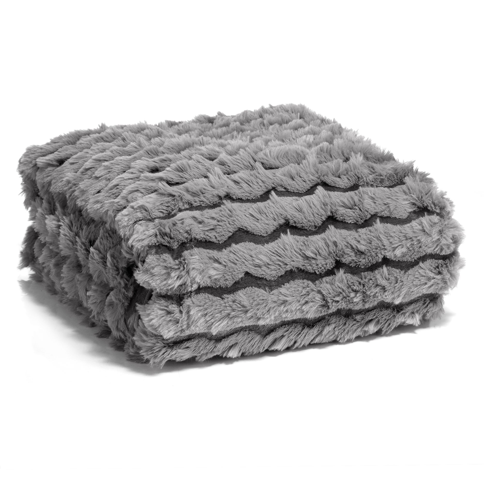 MONT CHALET leichtes Fellplaid Jacquard-Streifen Mikrofaser-Fellimitat waschbar, 150x200cm