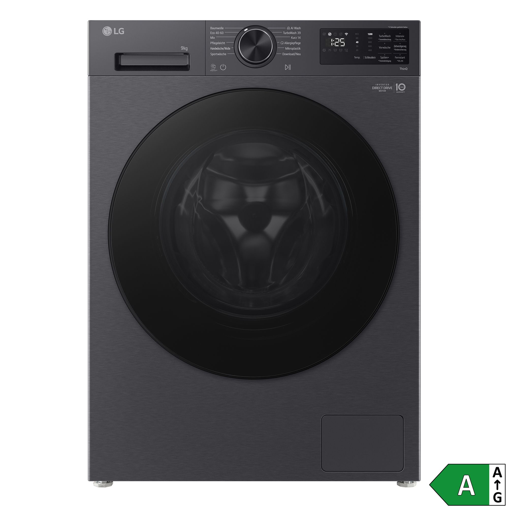 LG Waschmaschine 9 kg Slim, EEK A -30% Steam-Funktion App steuerbar, Energieeffizienzklasse A