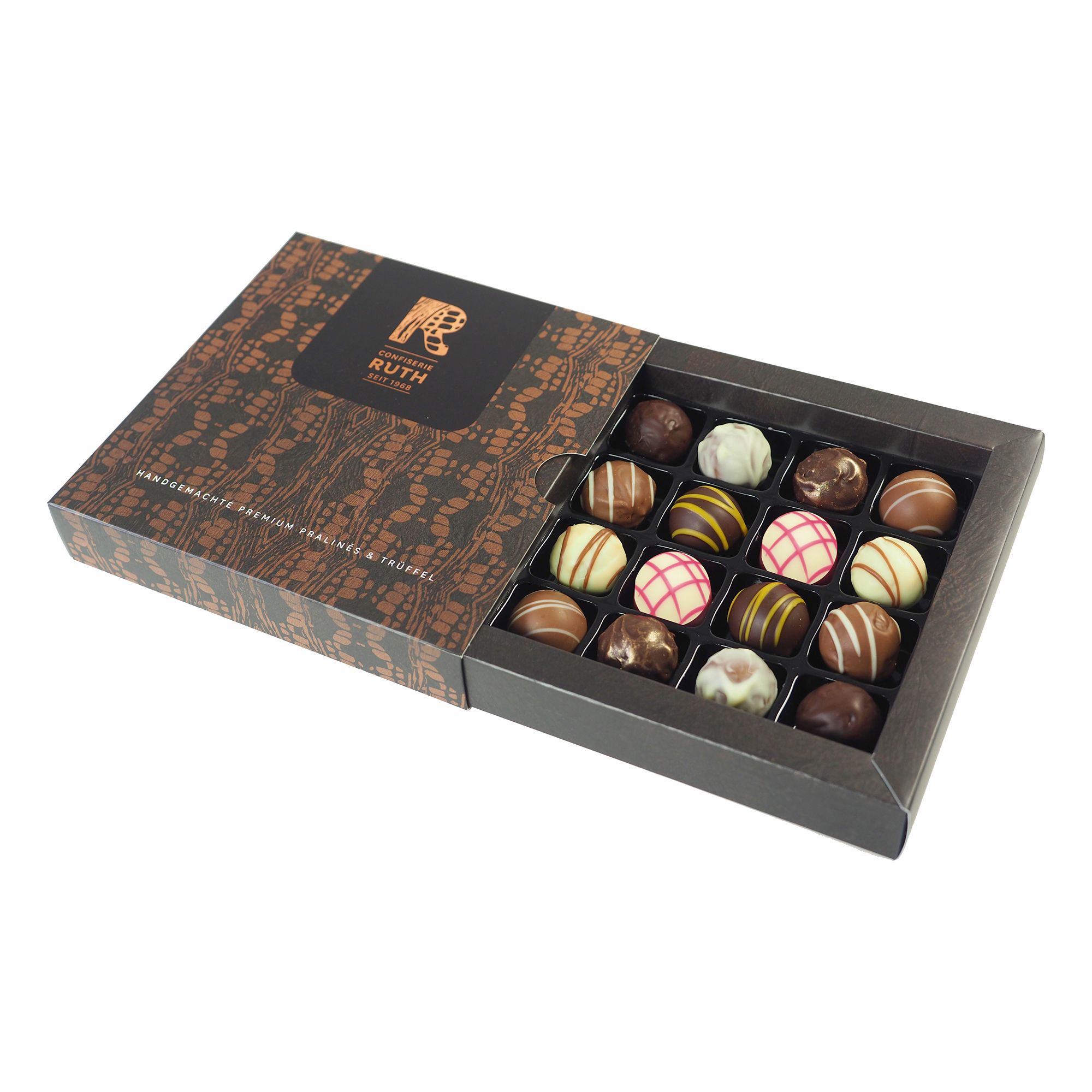 RUTH SCHOKOLADE Finest Select 16er Pralinen mit Alkohol 8 versch. Sorten Inhalt 180g