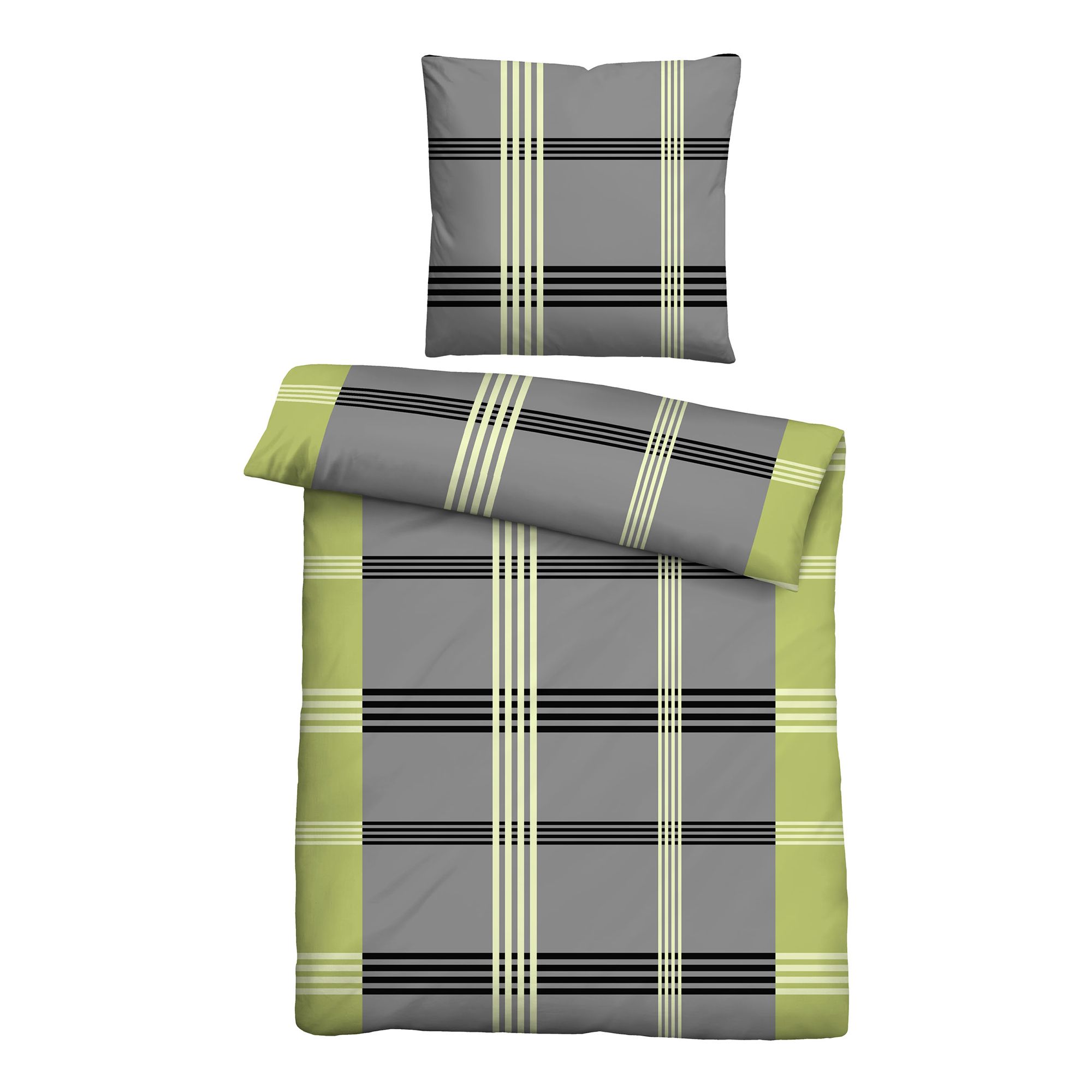 Castell® Bettwäsche Karo-Streifen Baumwoll Renforcé Einzelbett, 2tlg.