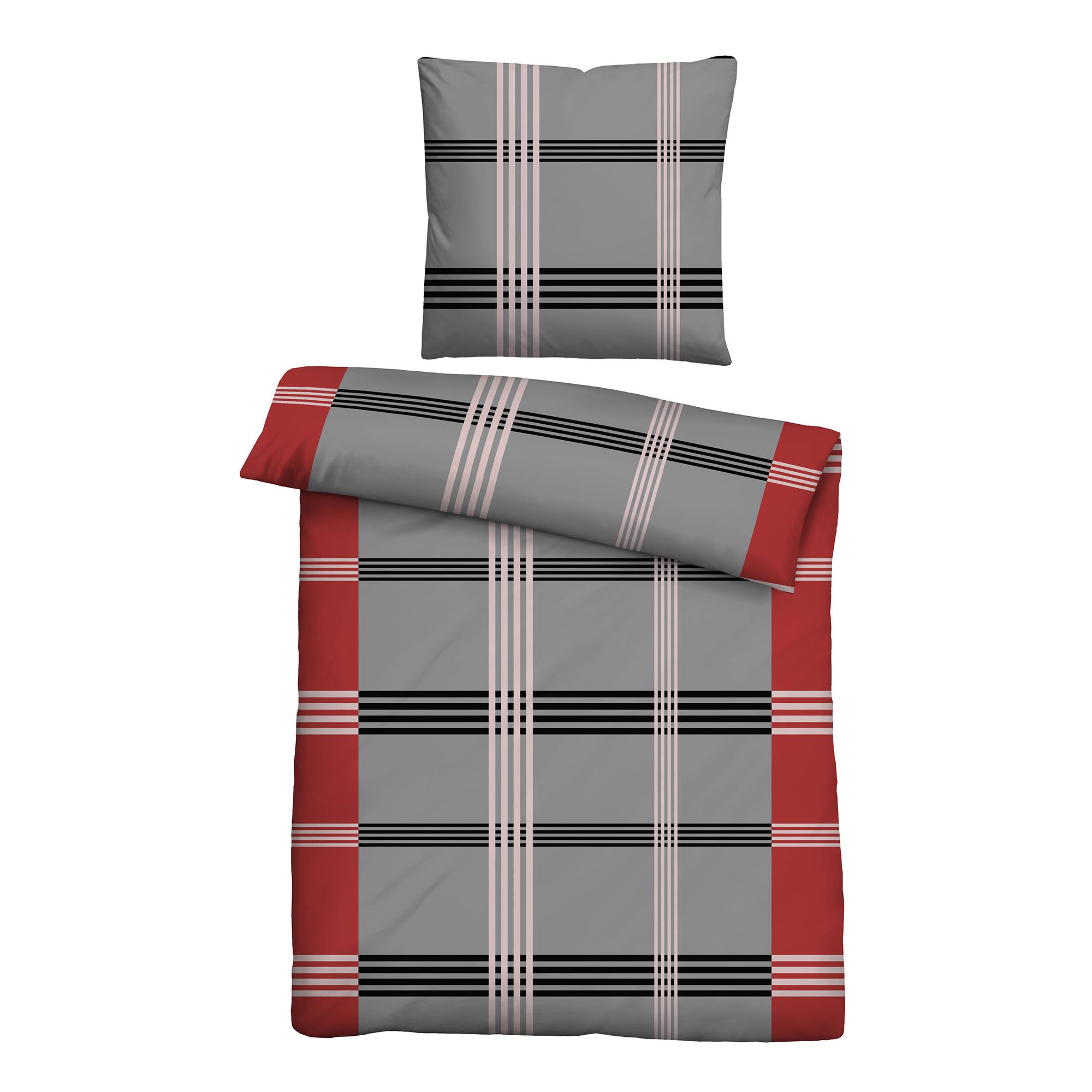 Castell® Bettwäsche Karo-Streifen Baumwoll Renforcé Einzelbett, 2tlg.