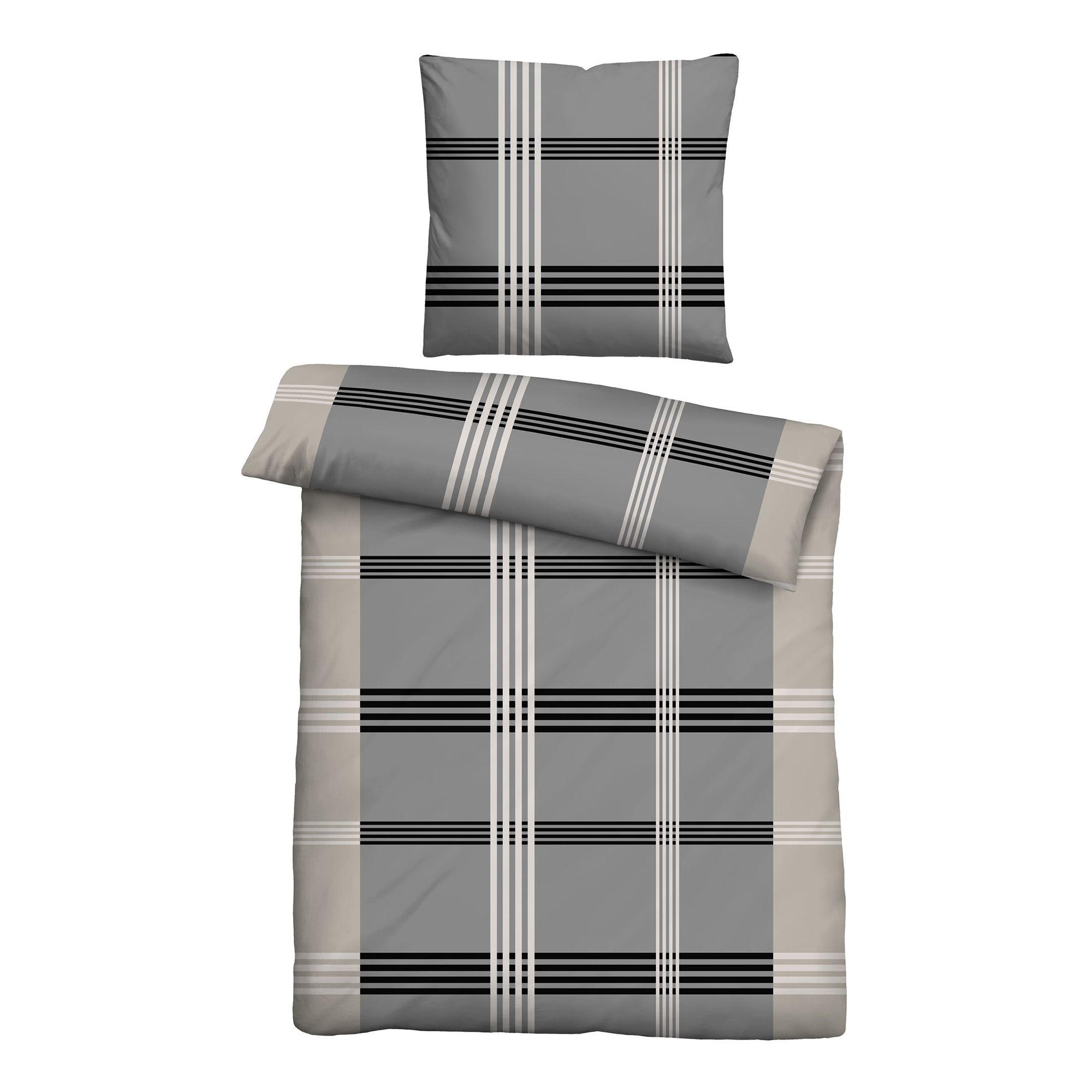 Castell® Bettwäsche Karo-Streifen Baumwoll Renforcé Einzelbett, 2tlg.