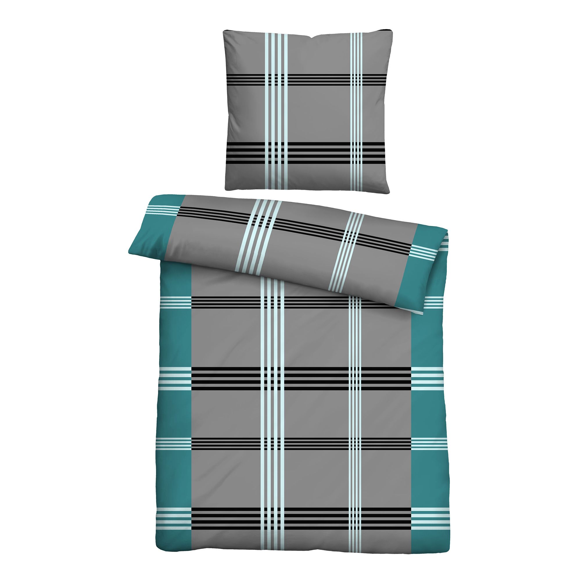 Castell® Bettwäsche Karo-Streifen Baumwoll Renforcé Einzelbett, 2tlg.