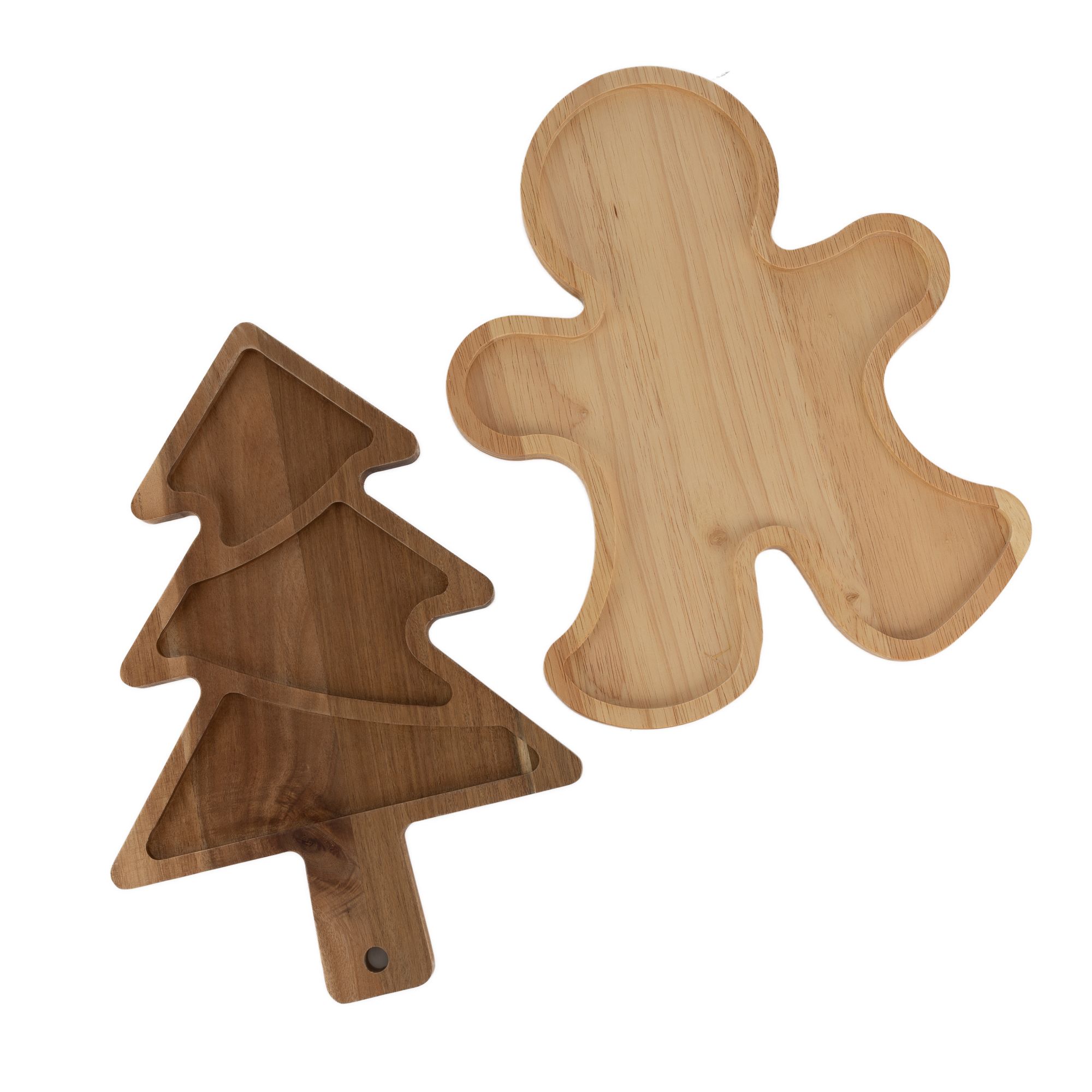 WILKINSON 1888 LTD 2 Serviertabletts Lebkuchenmann und Weihnachtsbaum aus beschichtetem Holz