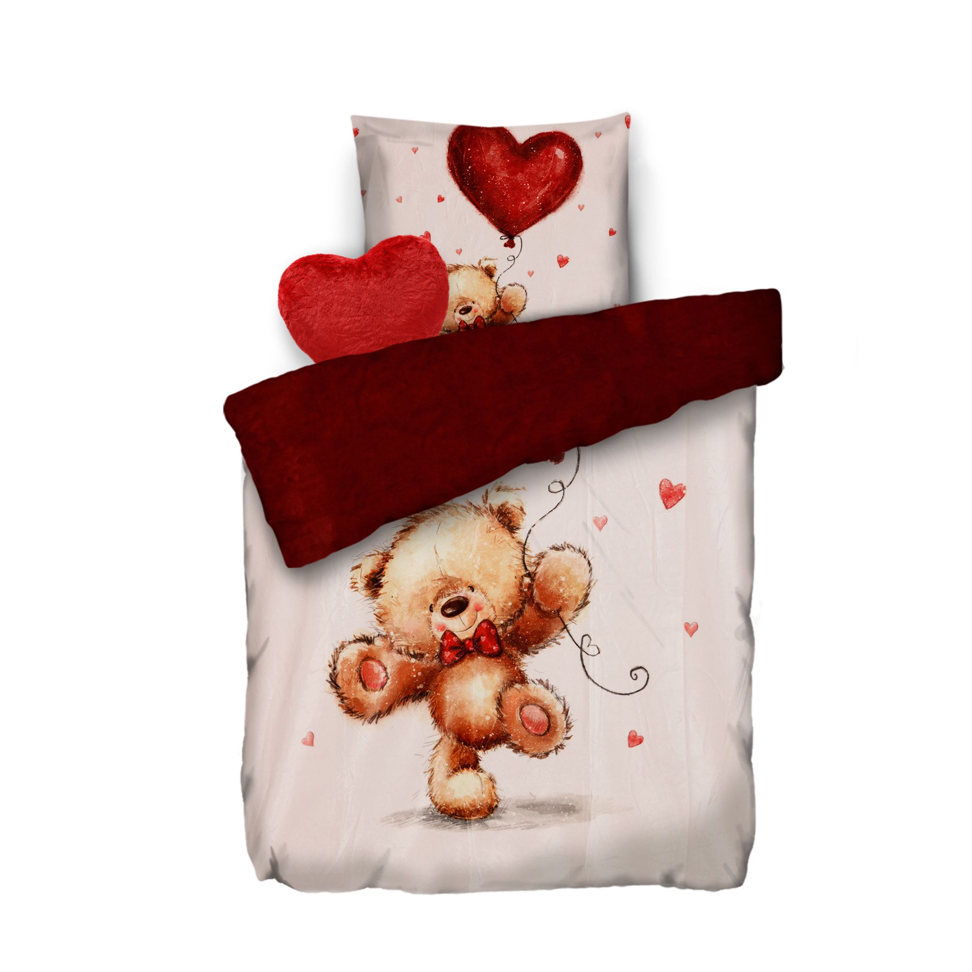 MONT CHALET Wendebettwäsche Teddy inkl. Herzkissen Mikrofaser Chinchilla Einzelbett, 3tlg.