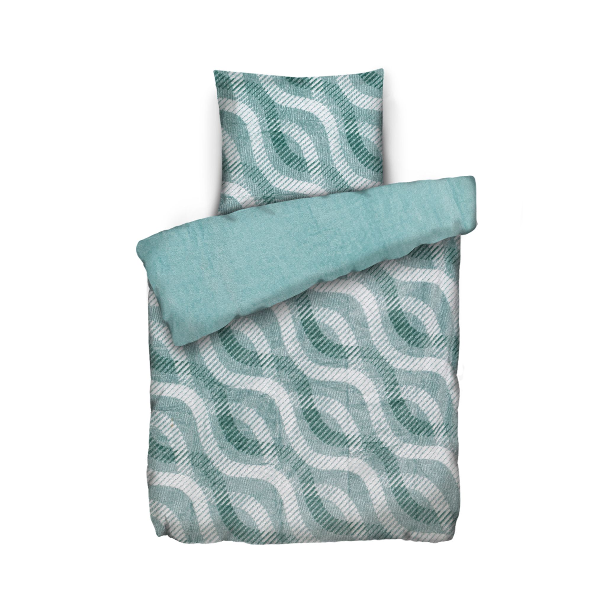 BADIZIO Classic Wendebettwäsche Wellen-Design Mikrofaser Plüsch Einzelbett, 2tlg.