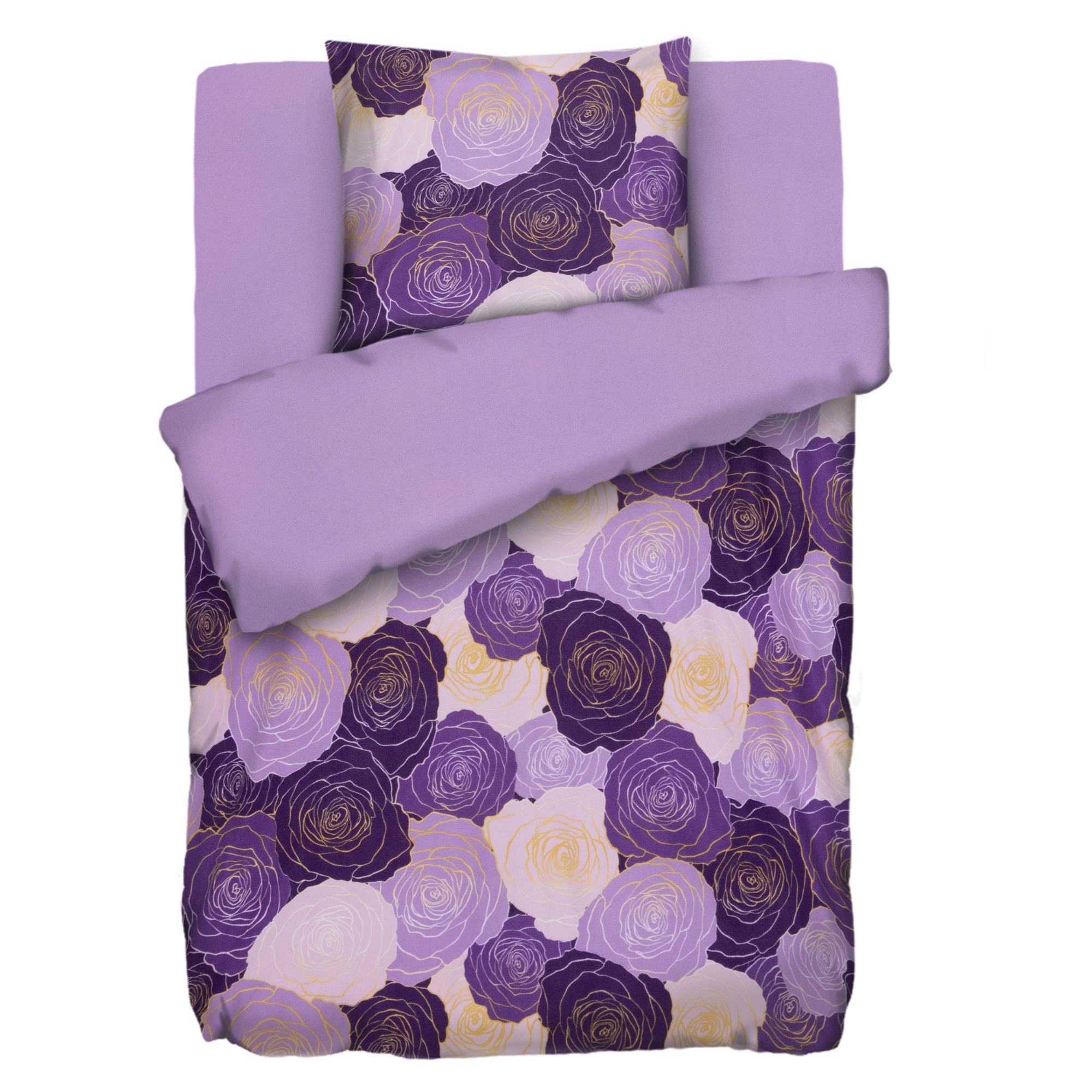 WINTERENGEL Wendebettwäsche grafische Rosen Mikrofaser Flanell Einzelbett, 3tlg.