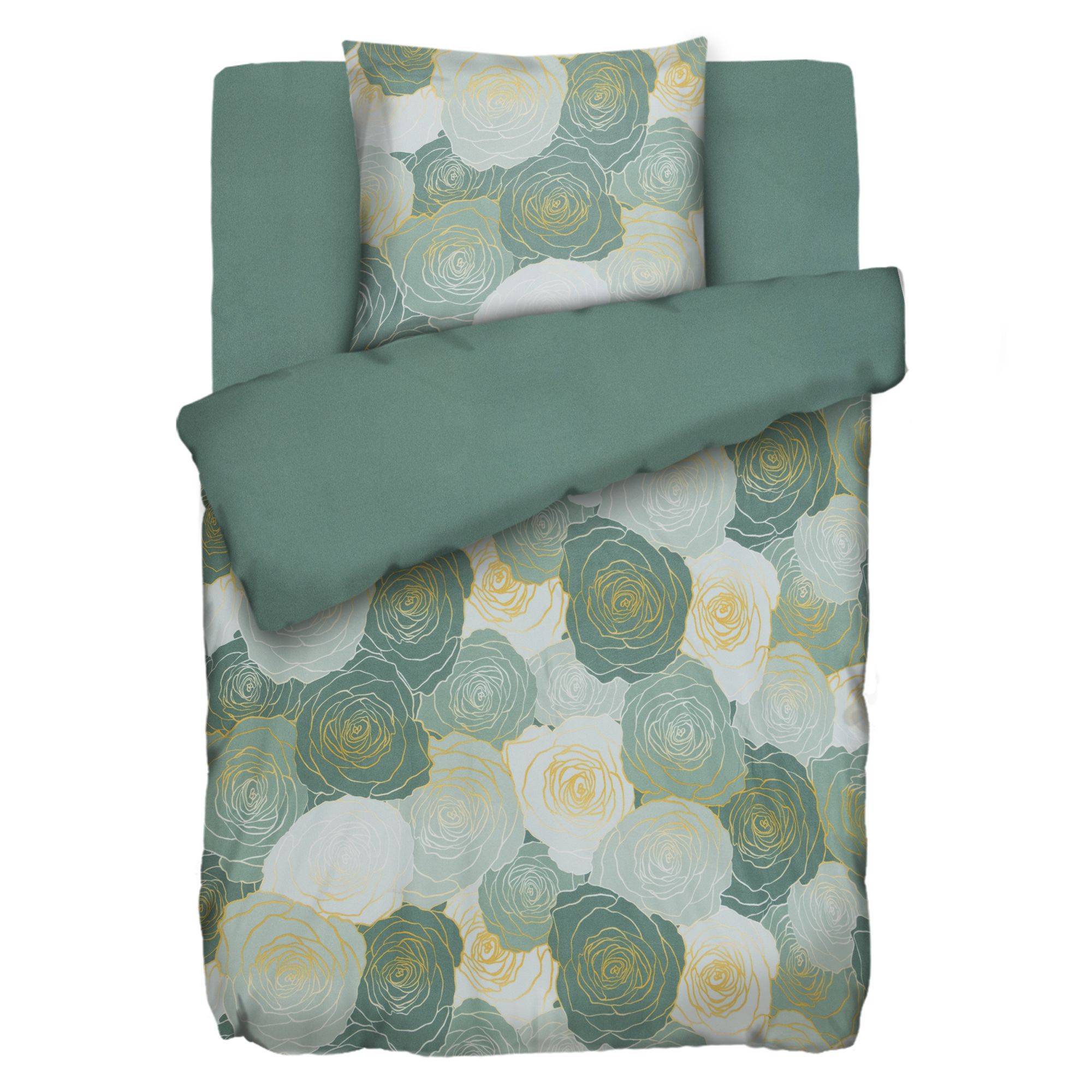 WINTERENGEL Wendebettwäsche grafische Rosen Mikrofaser Flanell Einzelbett, 3tlg.