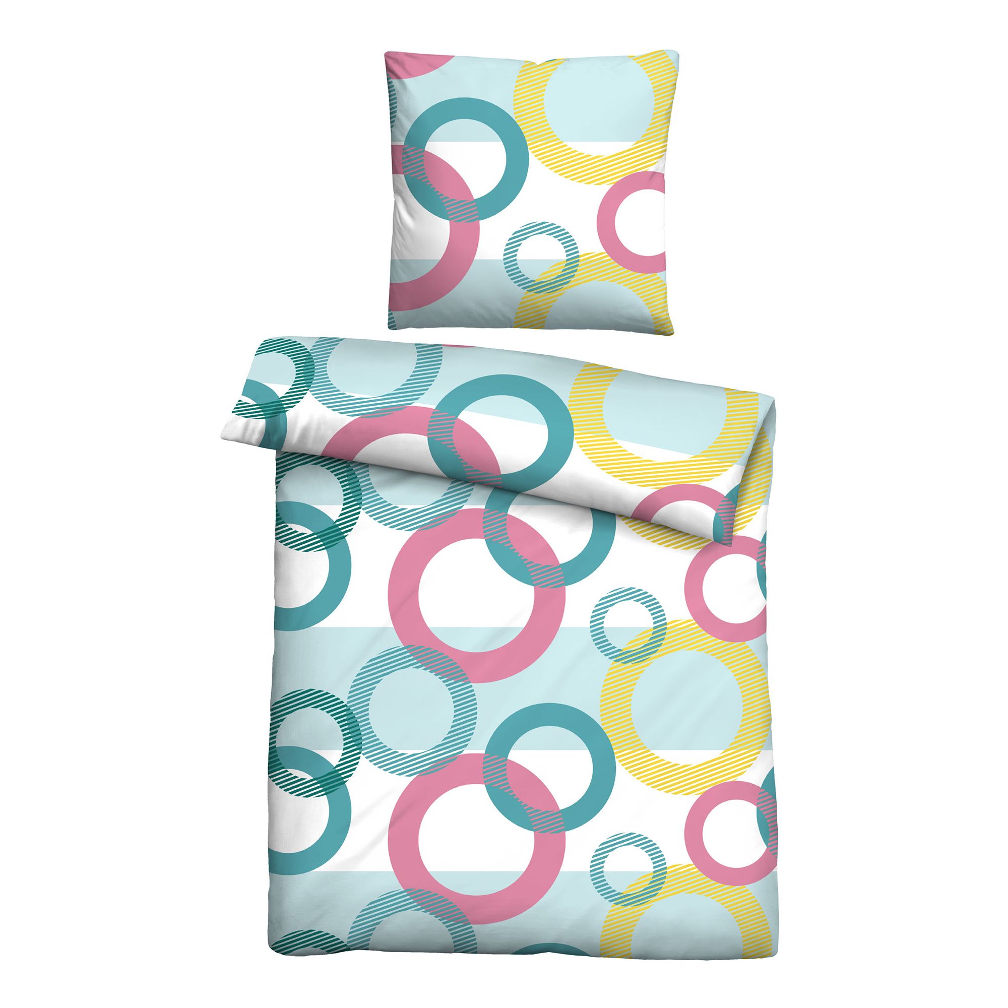 Castell® Bettwäsche bunte Kreise Baumwoll Renforcé Einzelbett, 2tlg.