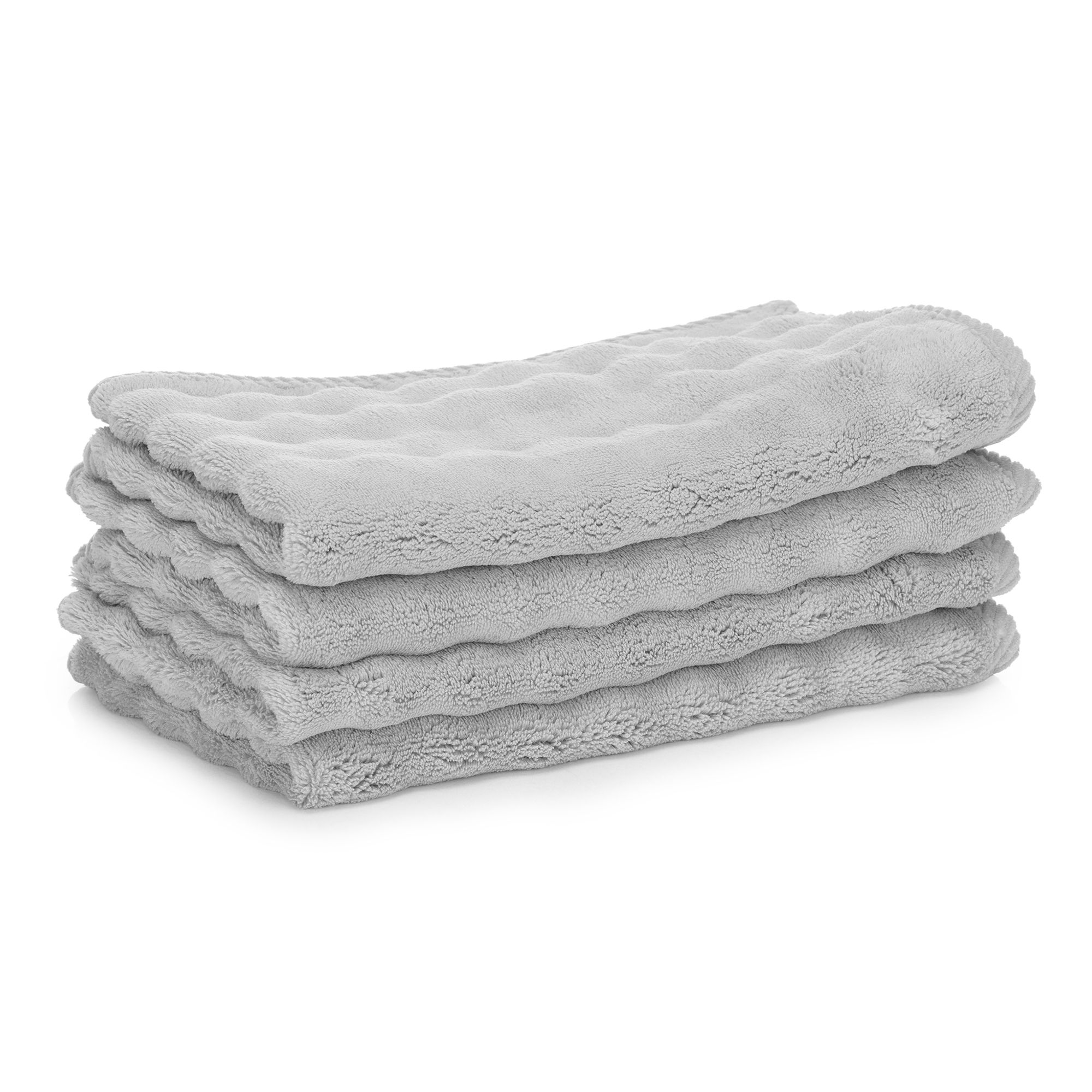 BADIZIO Softdry Gästehandtücher uni 3D-Effekt Bubbles Mikrofaser 4tlg.