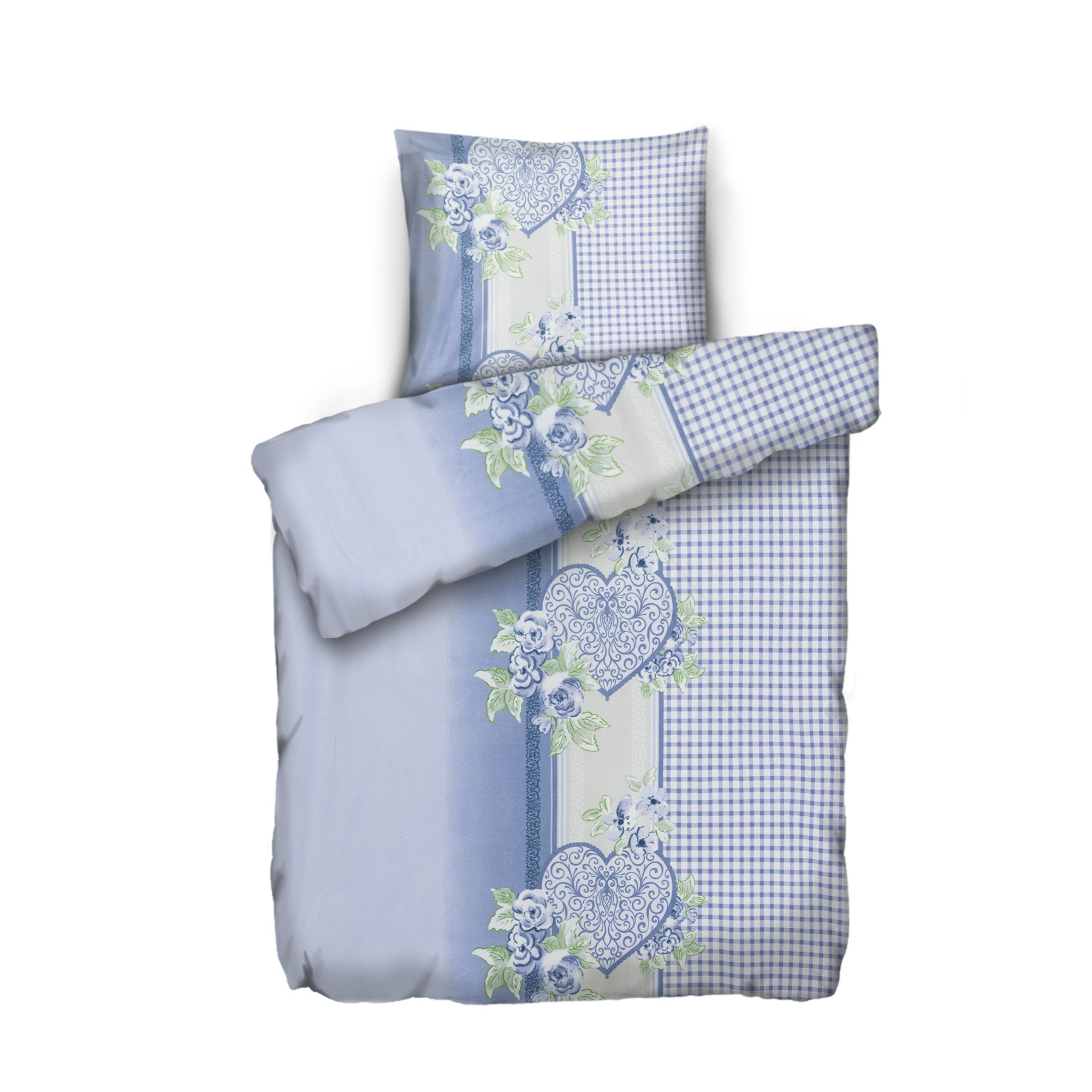 WINTERENGEL Bettwäsche Herz-Design Mikrofaser Flanell Einzelbett, 2tlg.