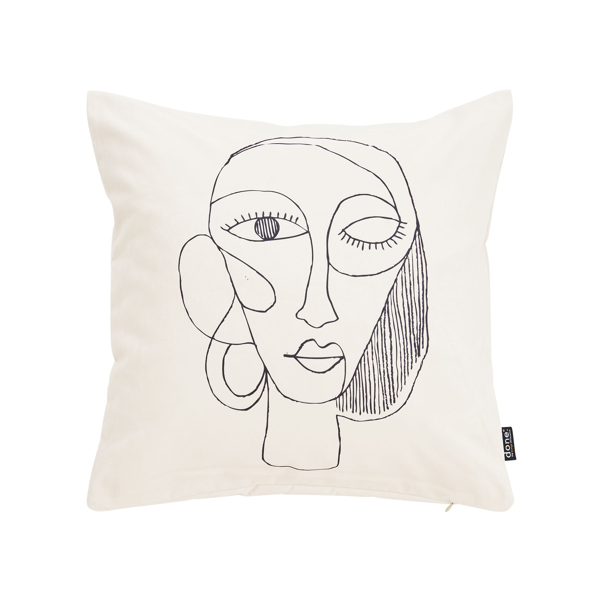 done.® Dekokissenhülle LINE DRAWING Velour-Stoff waschbar