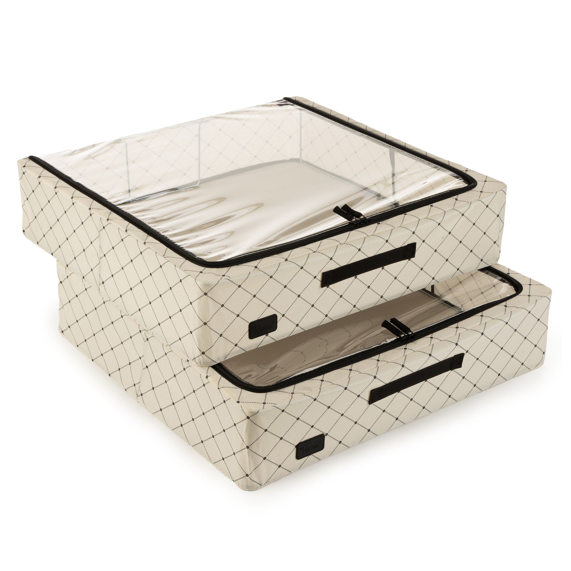 PERIEA® 2 Unterbett- Aufbewahrungsboxen Large, Sichtfenster 61x58x14cm