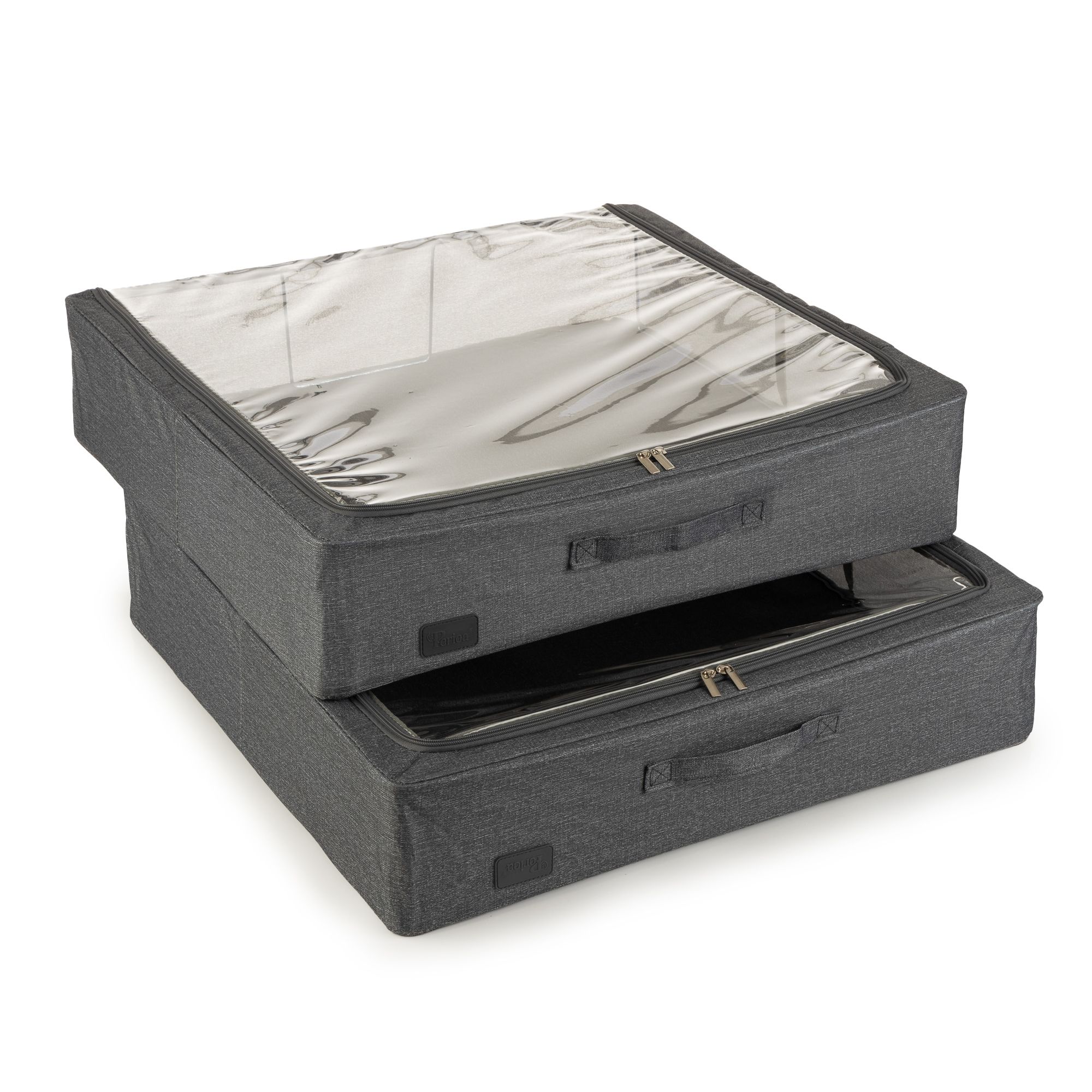 PERIEA® 2 Unterbett- Aufbewahrungsboxen Large, Sichtfenster 61x58x14cm