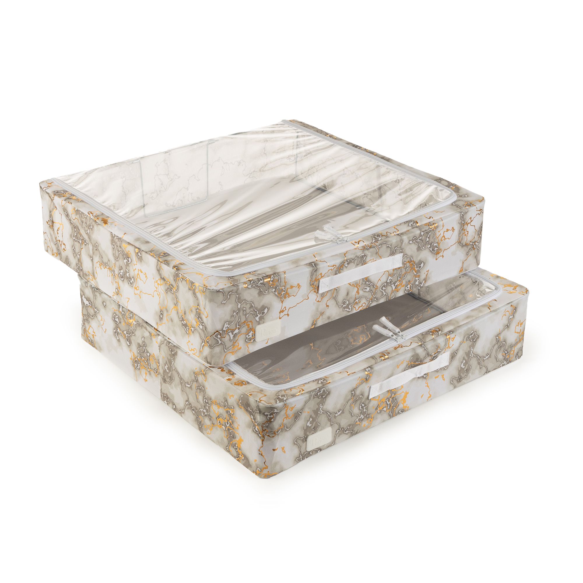 PERIEA® 2 Unterbett- Aufbewahrungsboxen Large, Sichtfenster 61x58x14cm