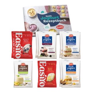 EASIYO Joghurtpulver 10 Beutel für 10kg 6 versch. Sorten inkl. Rezeptbuch