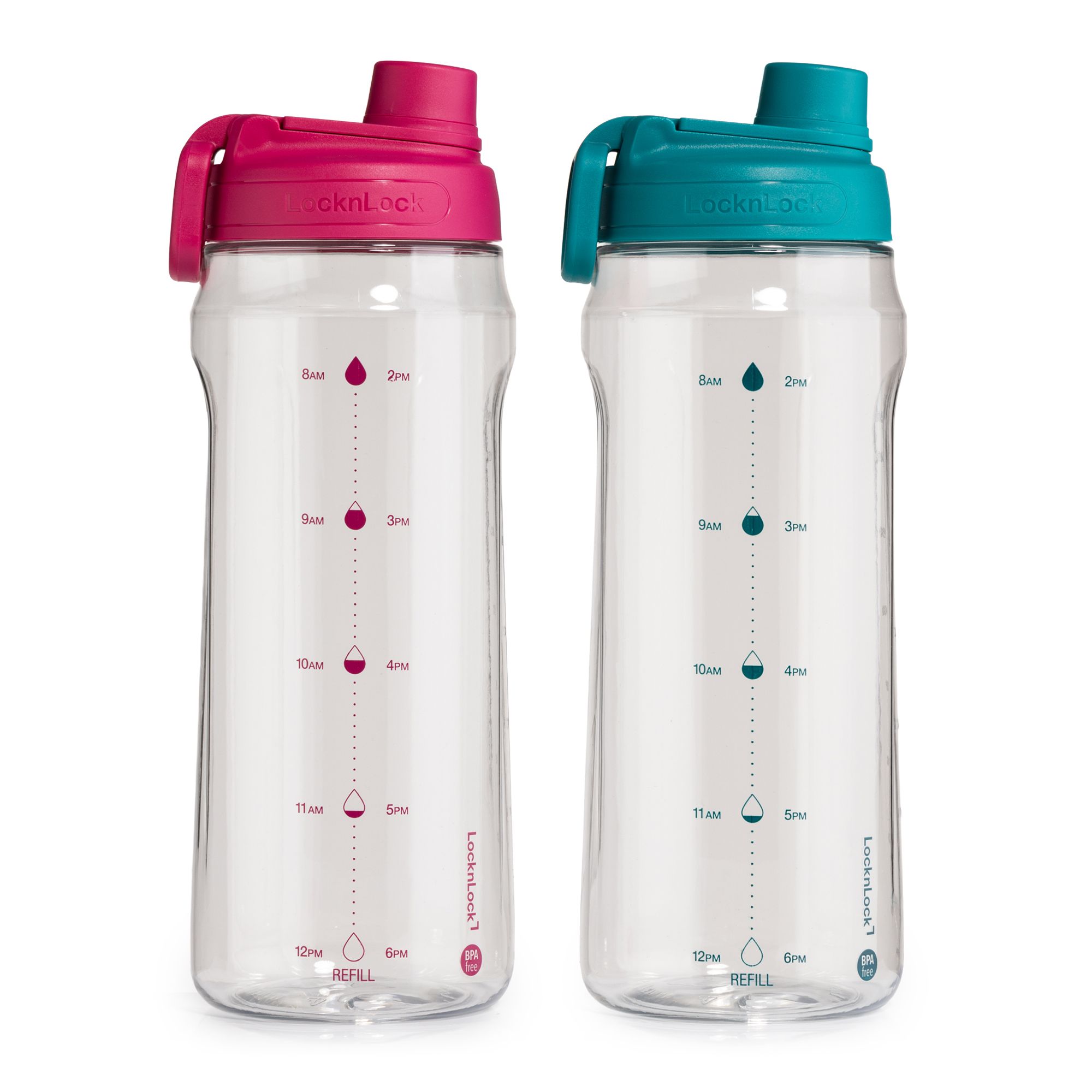 LocknLock 2 Trinkflaschen mit Tragegriff und Füllanzeige je 2,0L Volumen