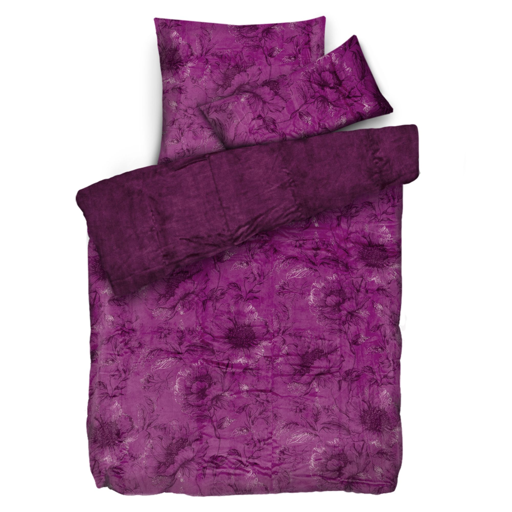 MONT CHALET Wendebettwäsche Blumen-Motiv Mikrofaser Chinchilla Einzelbett, 3tlg.