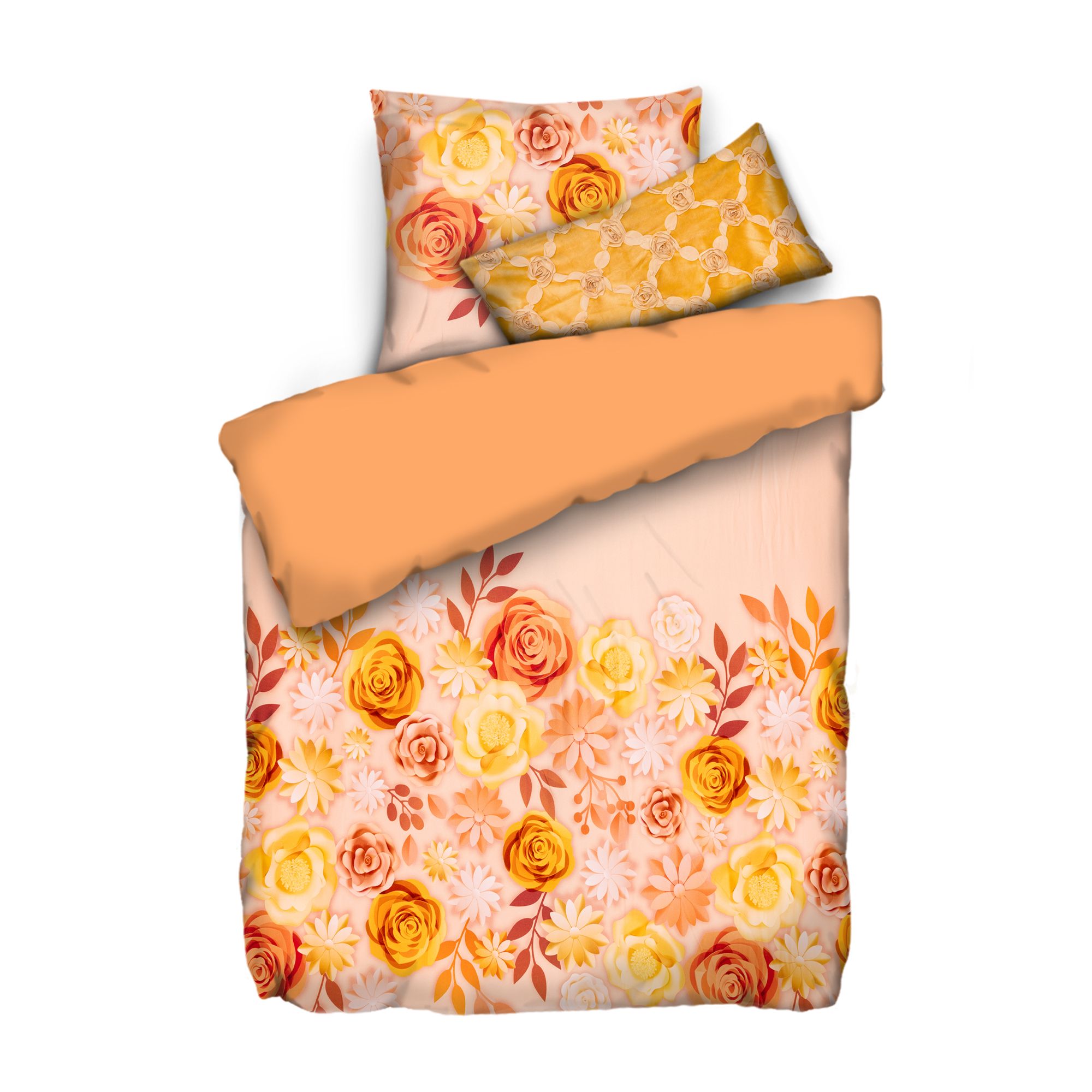 JERYMOOD Wendebettwäsche florales Dekokissen Mikrofaser Jersey Einzelbett, 3tlg.